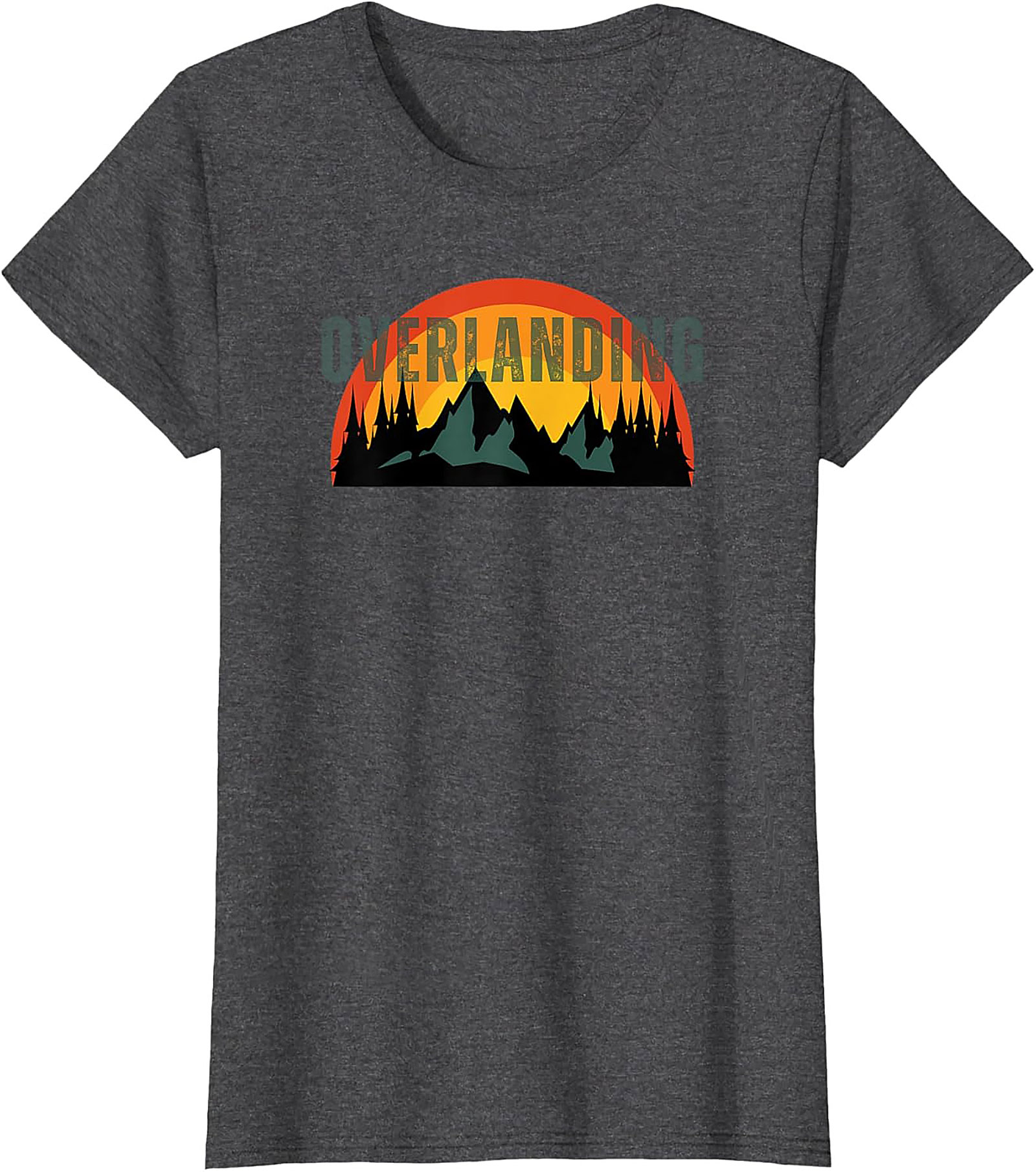 Overlanding Graphic Tee - Retro Sunset Mountain Adventure Shirt