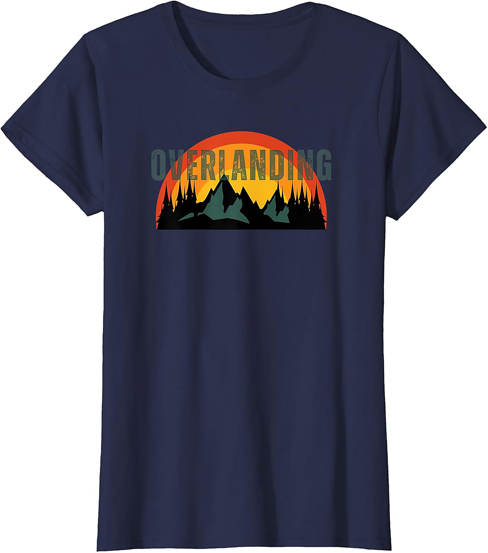 Overlanding Graphic Tee - Retro Sunset Mountain Adventure Shirt