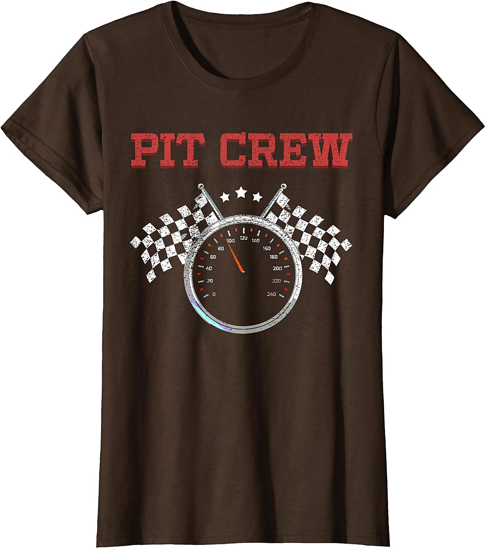 Pit Crew T-shirt - Racing Speedometer Checkered Flag Graphic Tee