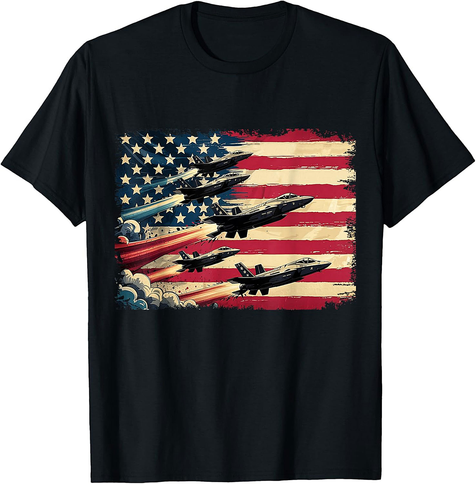 Fighter Jet Graphic Tee | American Flag Patriotic Shirt