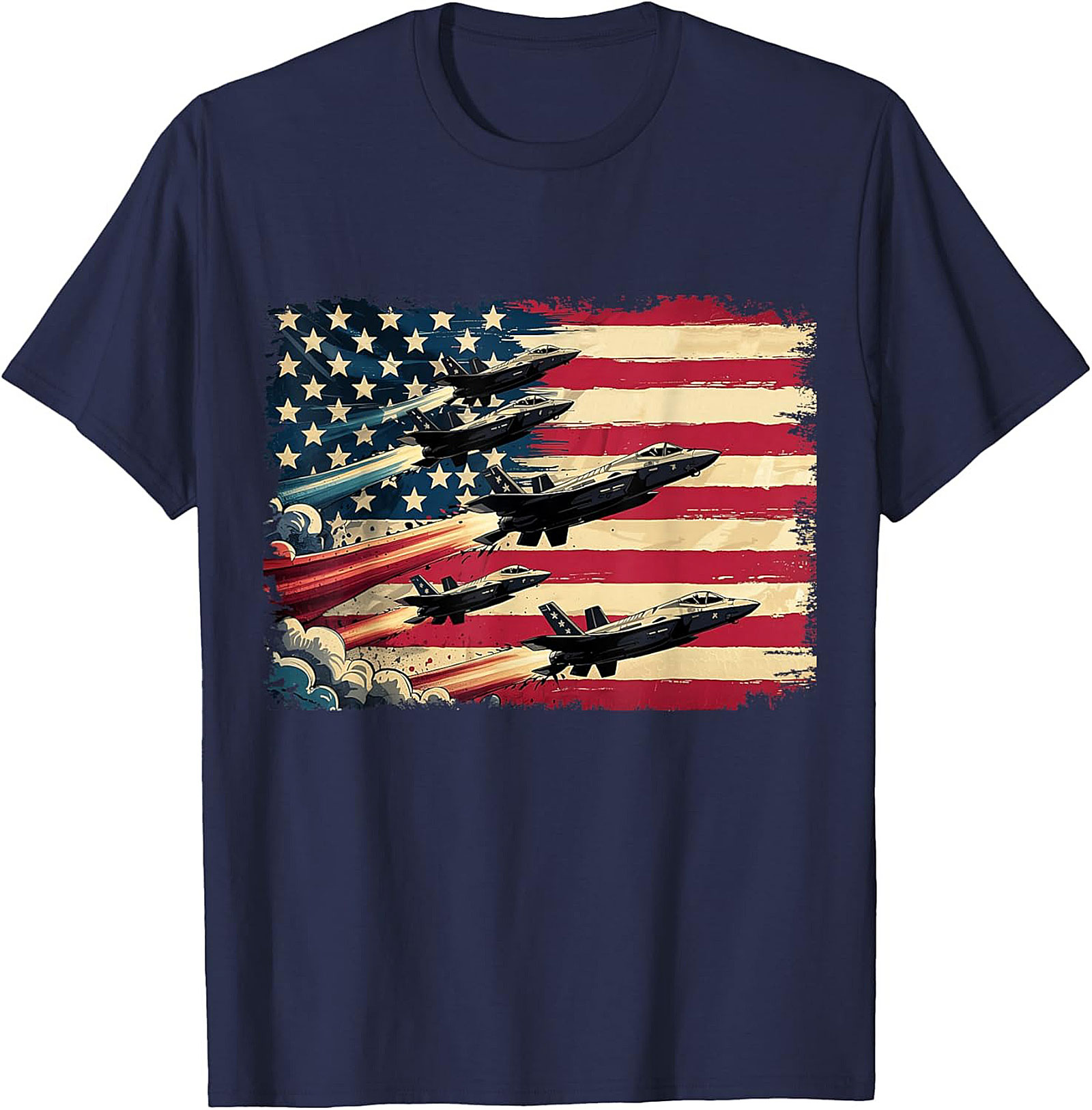 Fighter Jet Graphic Tee | American Flag Patriotic Shirt