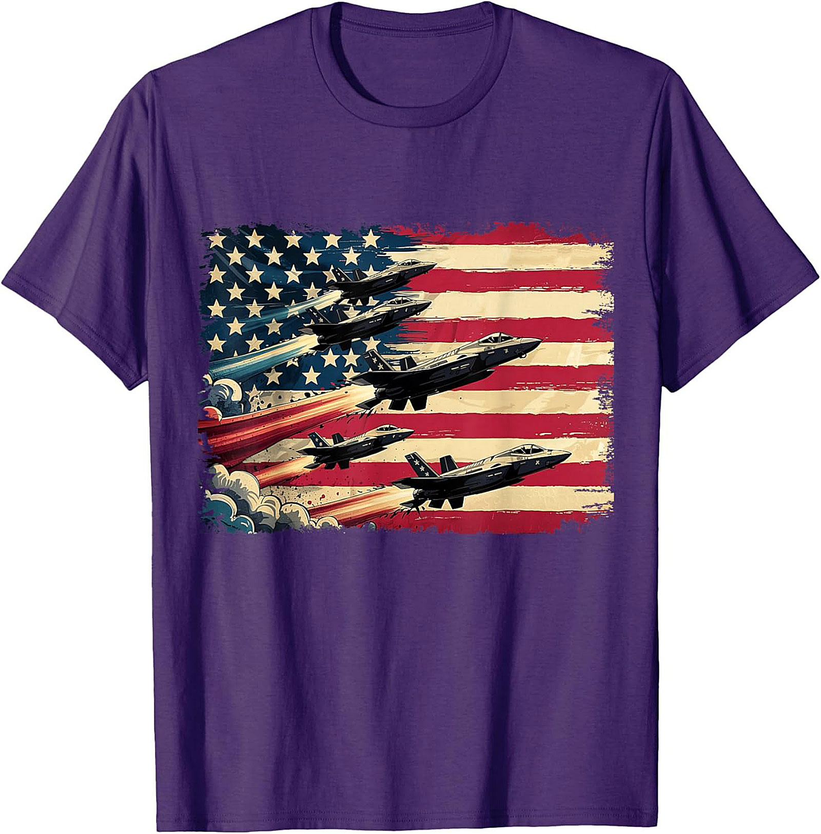 Fighter Jet Graphic Tee | American Flag Patriotic Shirt