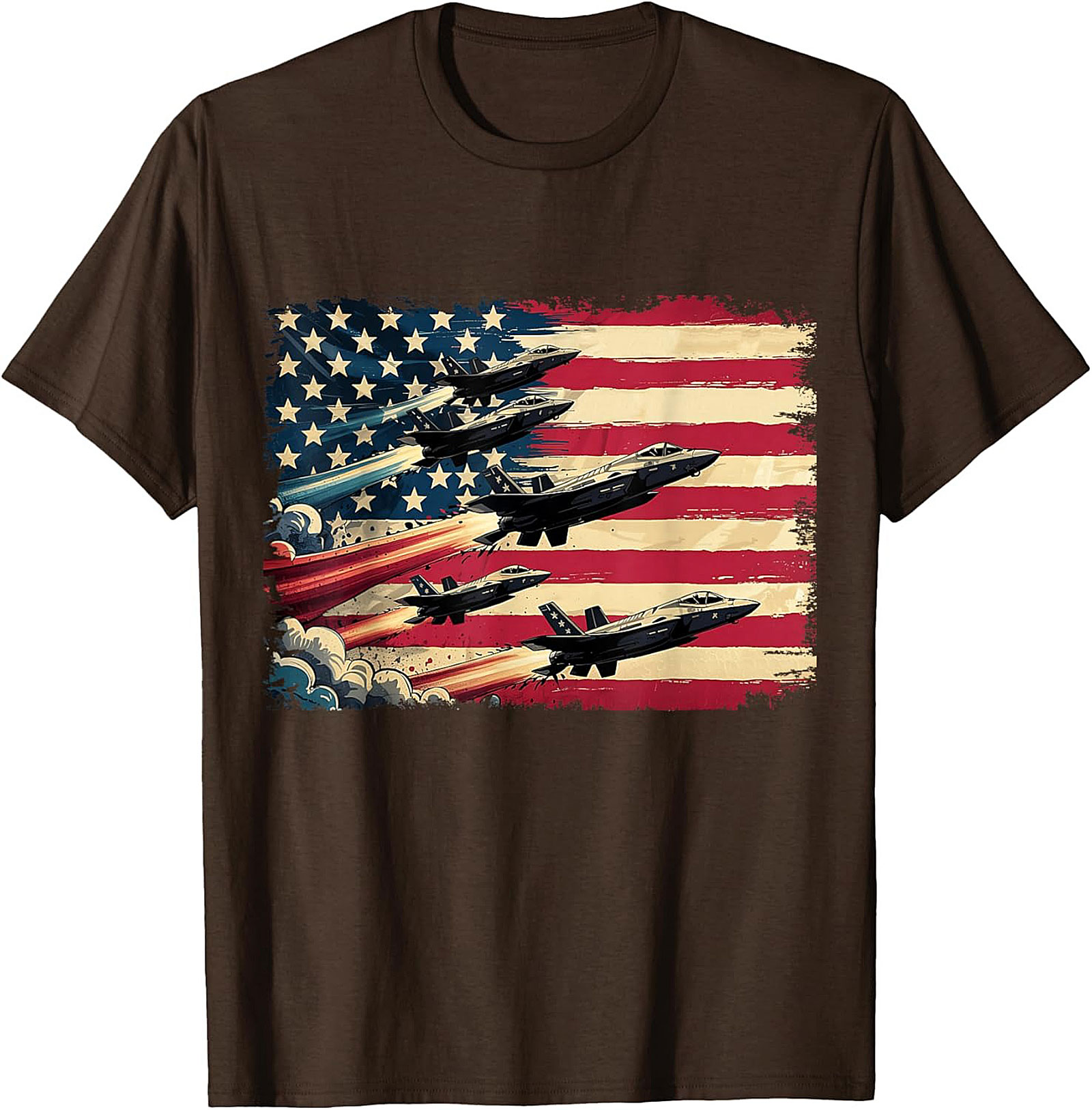 Fighter Jet Graphic Tee | American Flag Patriotic Shirt