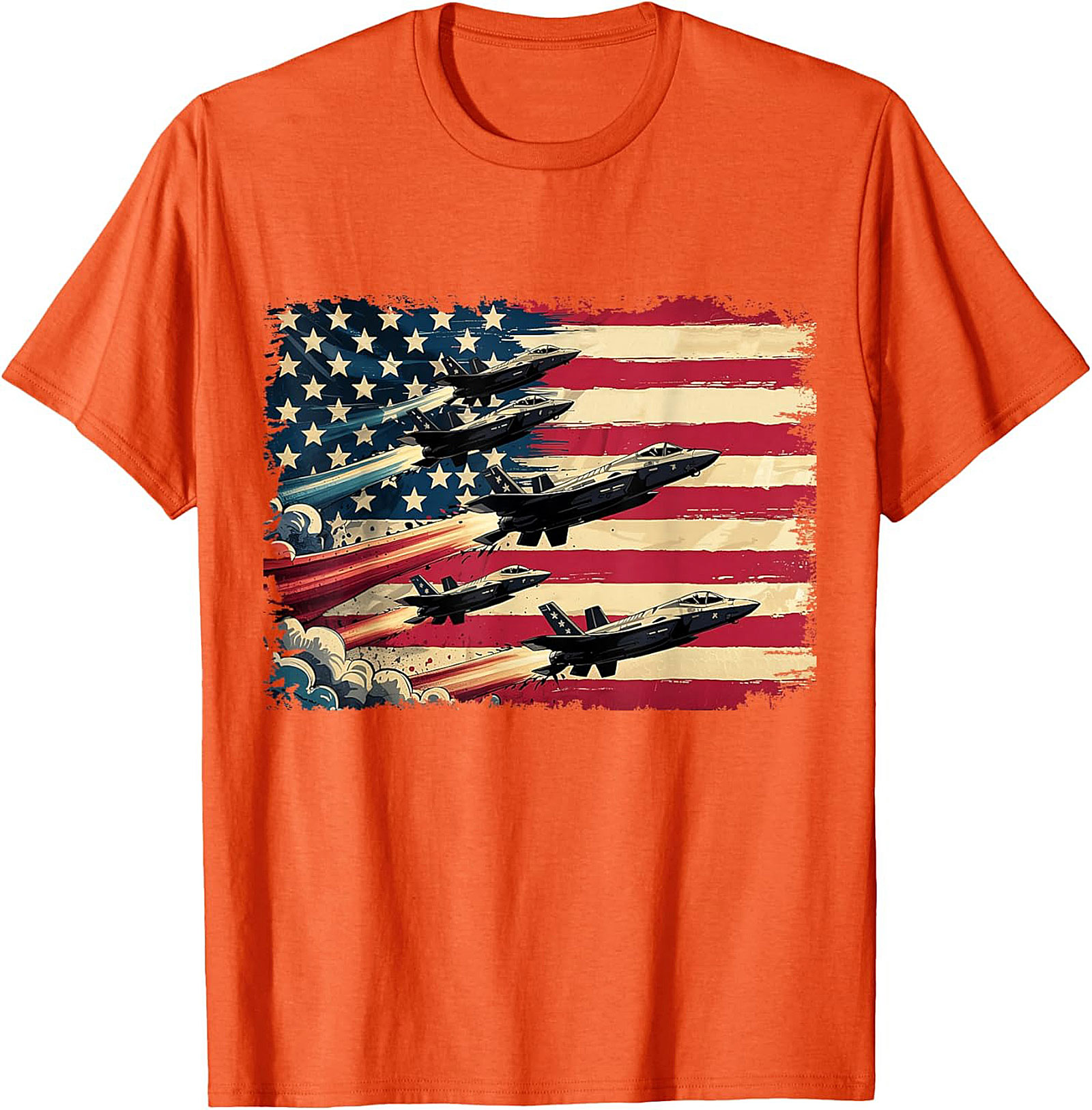 Fighter Jet Graphic Tee | American Flag Patriotic Shirt