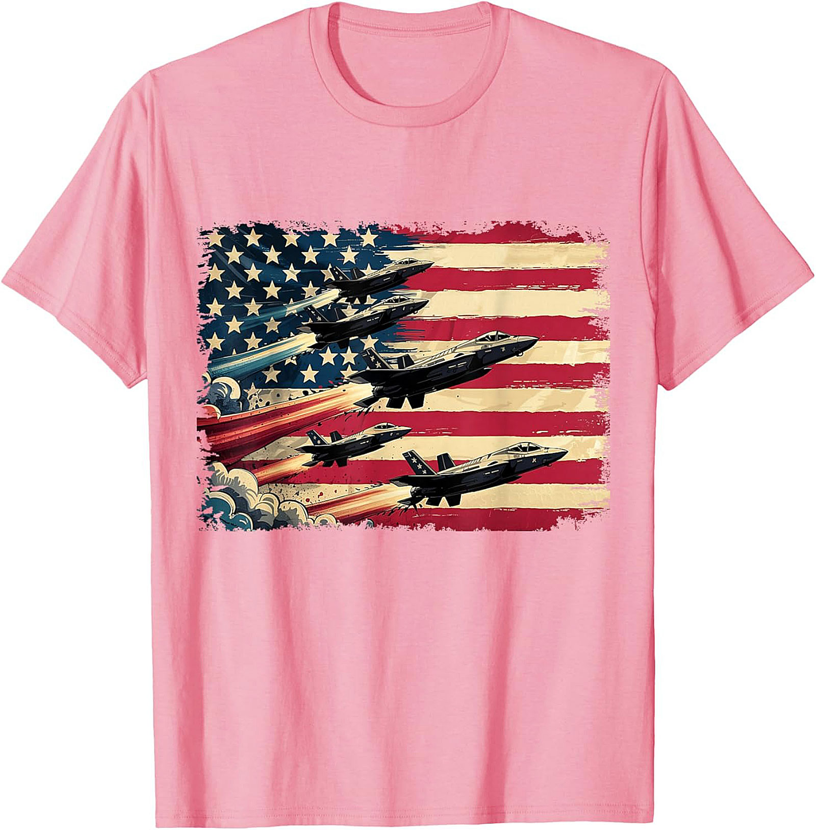 Fighter Jet Graphic Tee | American Flag Patriotic Shirt