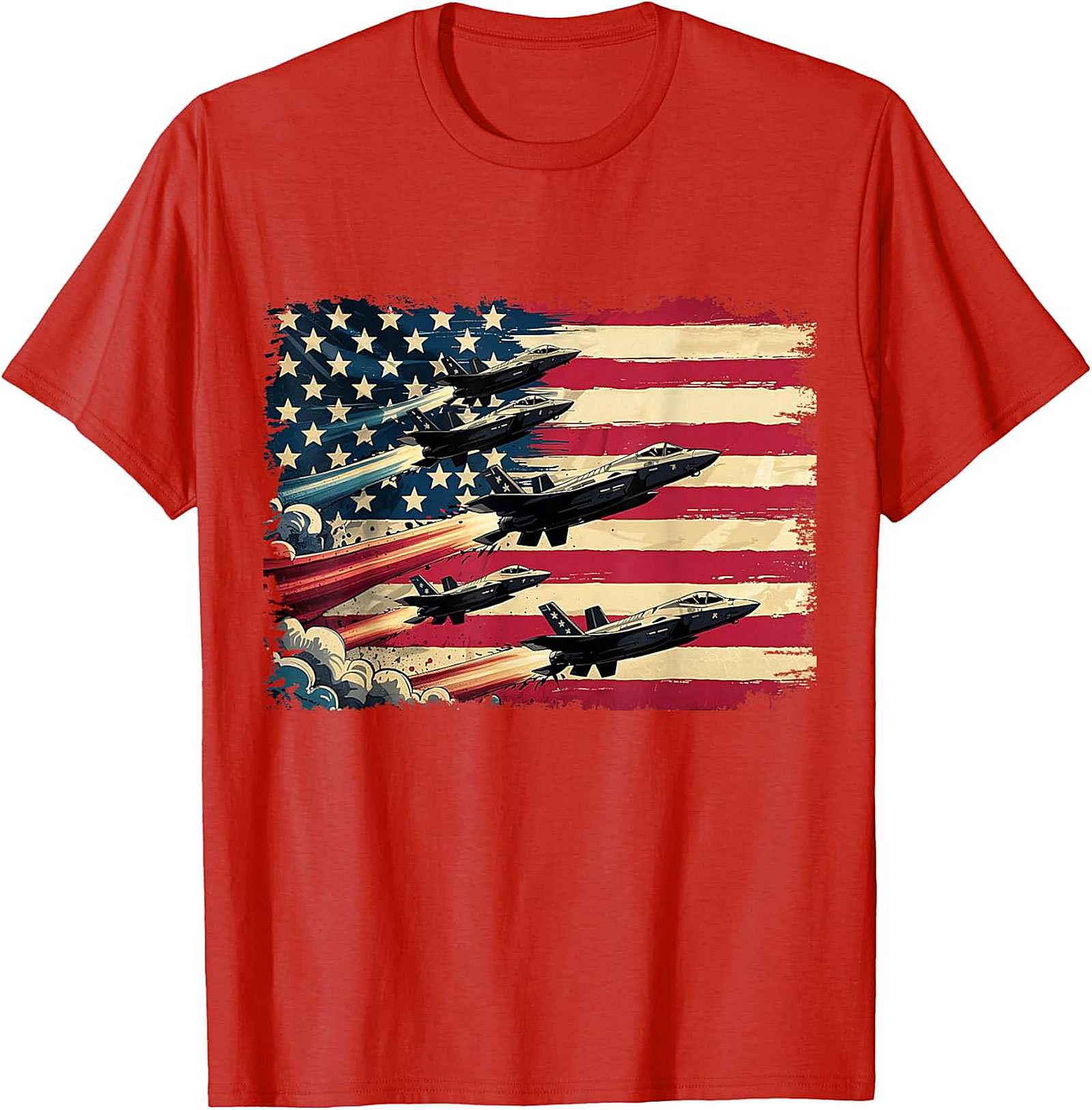 Fighter Jet Graphic Tee | American Flag Patriotic Shirt