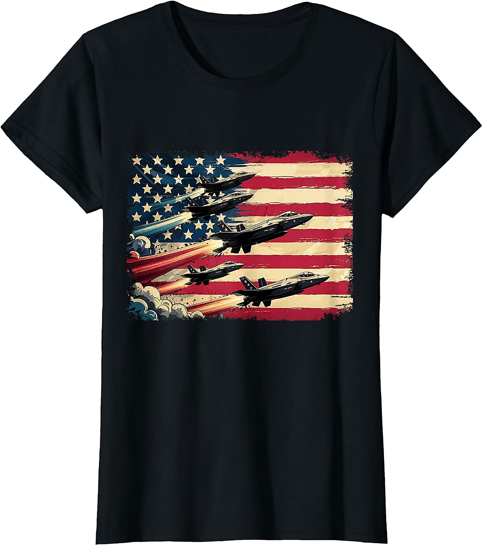 Fighter Jet Graphic Tee | American Flag Patriotic Shirt