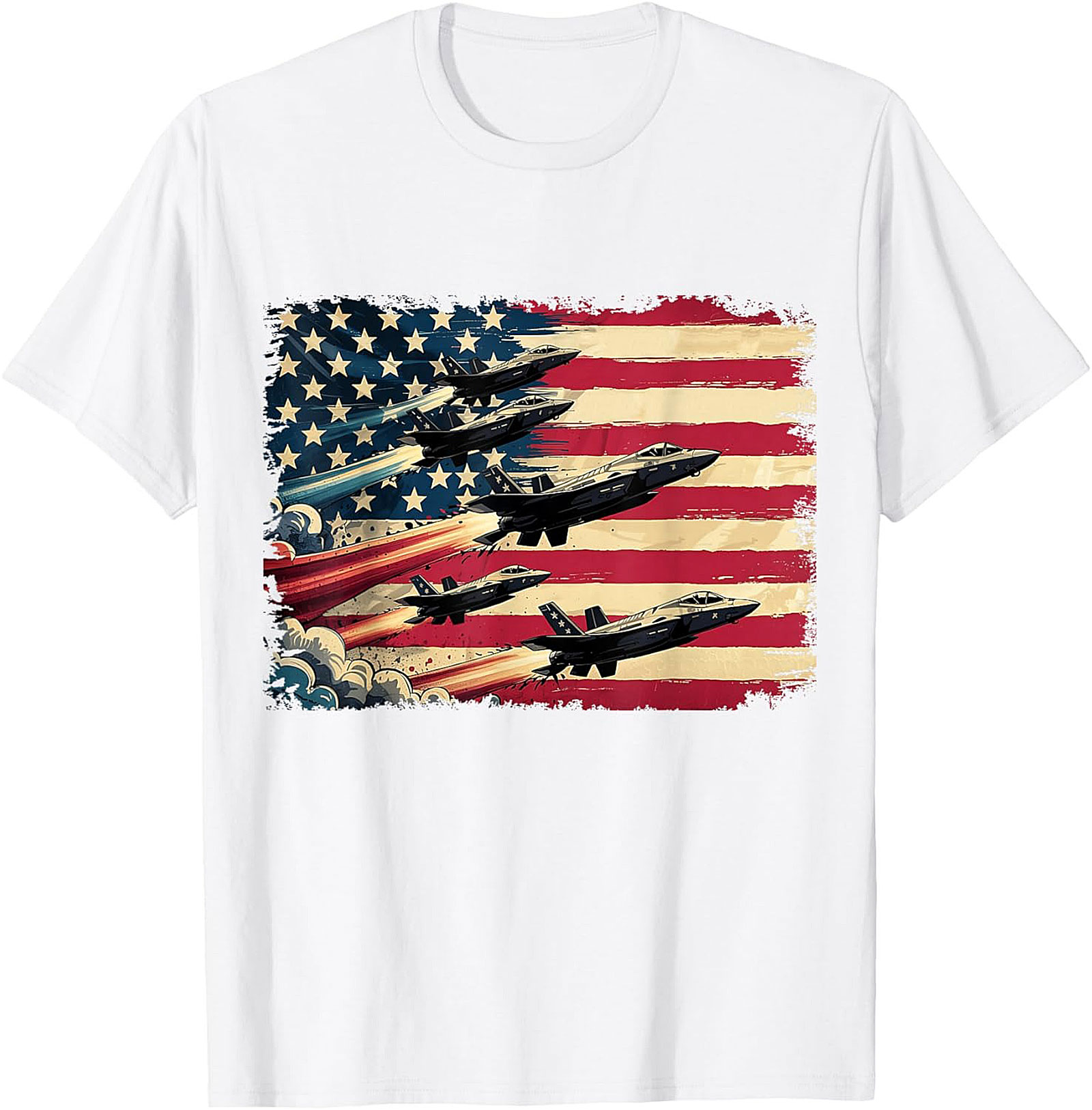Fighter Jet Graphic Tee | American Flag Patriotic Shirt