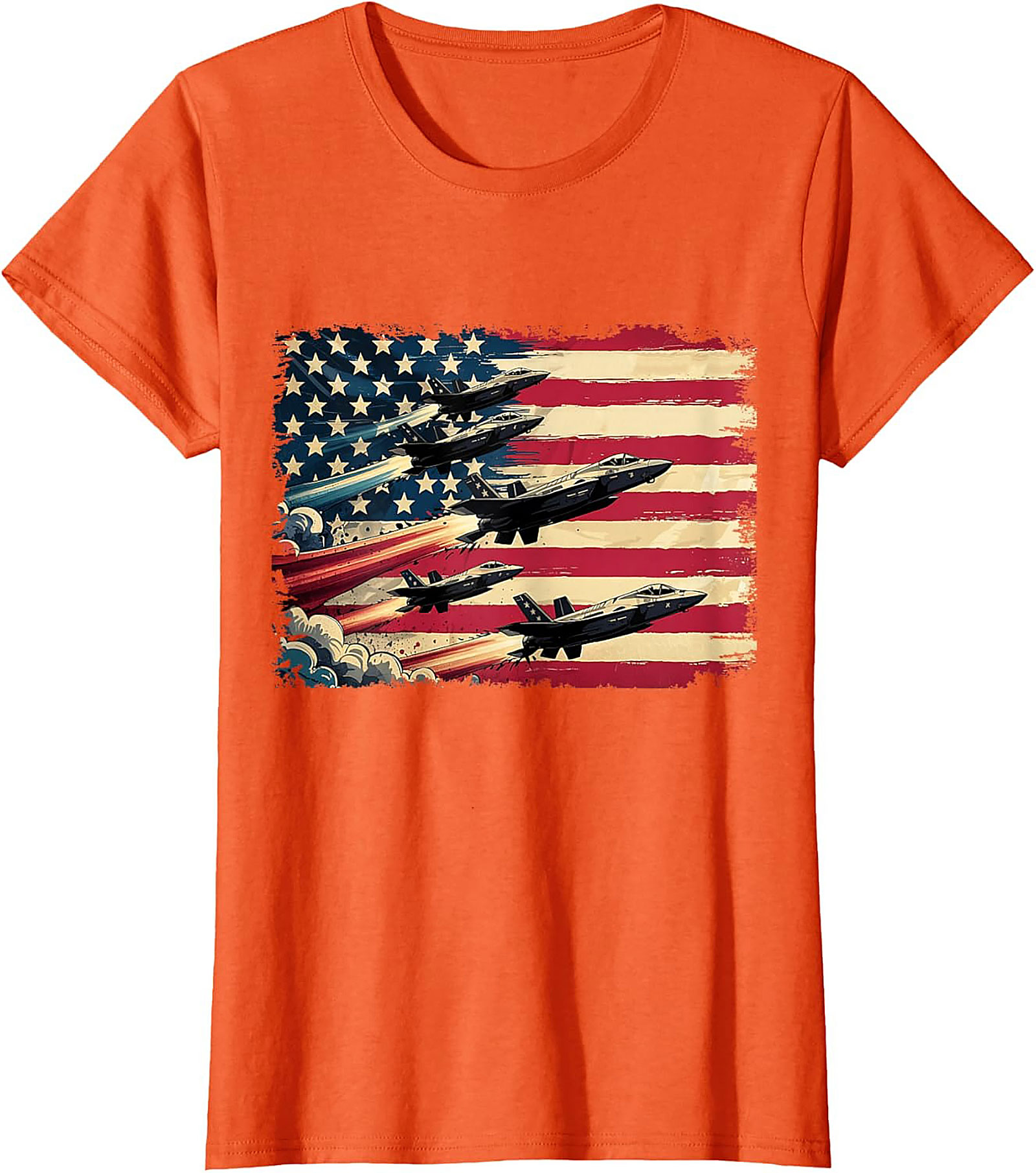 Fighter Jet Graphic Tee | American Flag Patriotic Shirt
