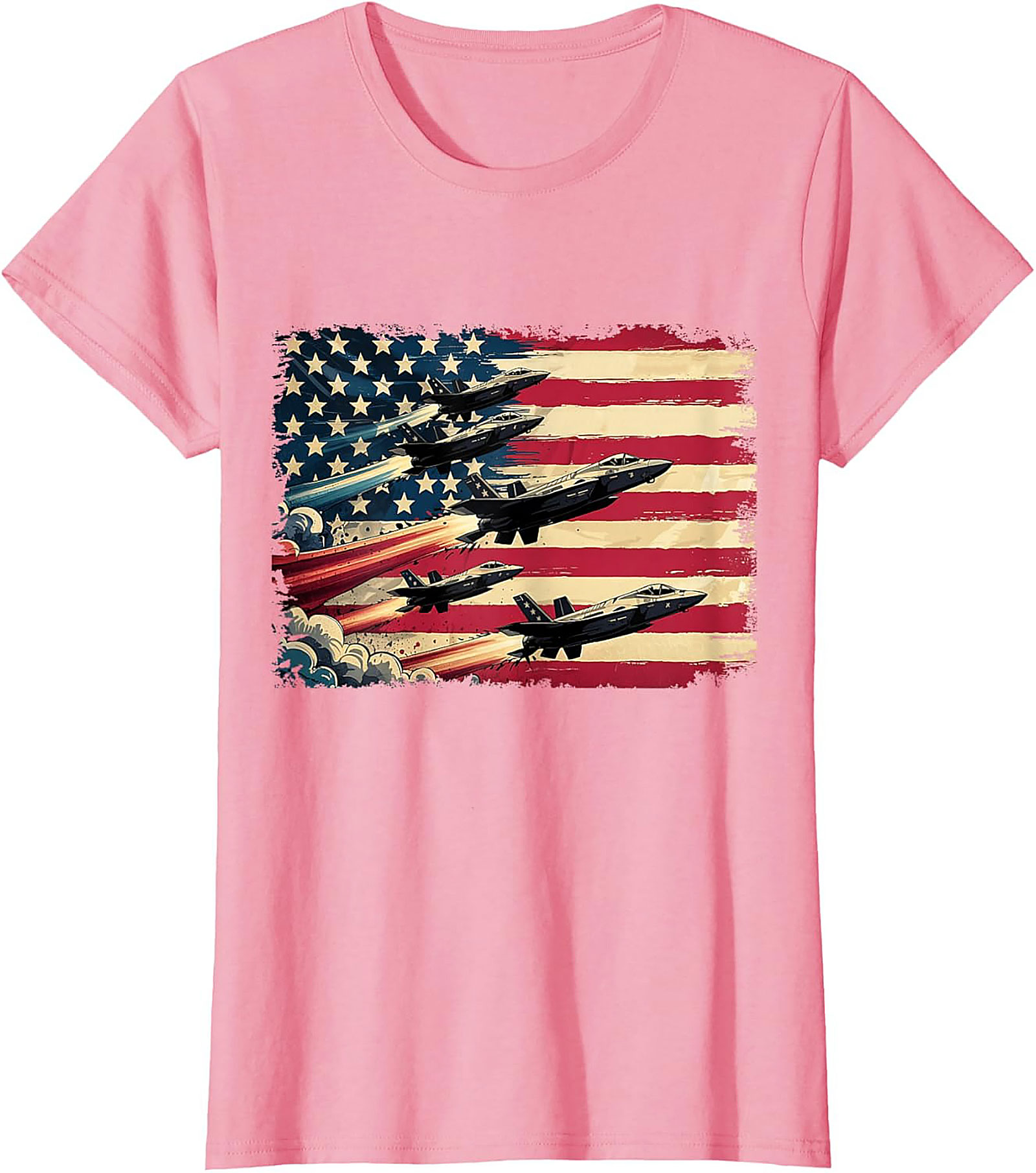 Fighter Jet Graphic Tee | American Flag Patriotic Shirt