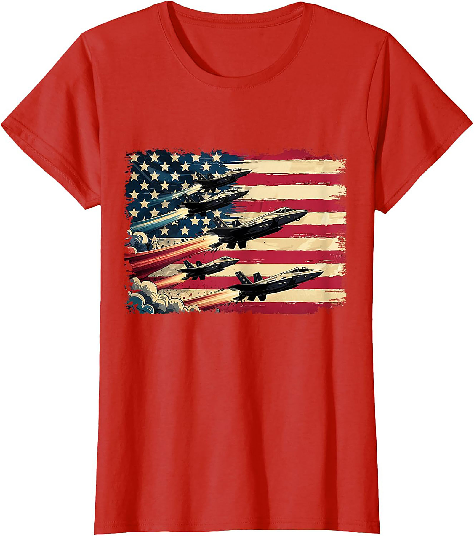 Fighter Jet Graphic Tee | American Flag Patriotic Shirt