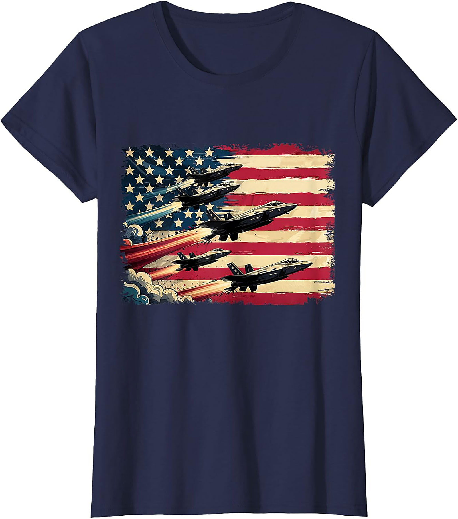 Fighter Jet Graphic Tee | American Flag Patriotic Shirt