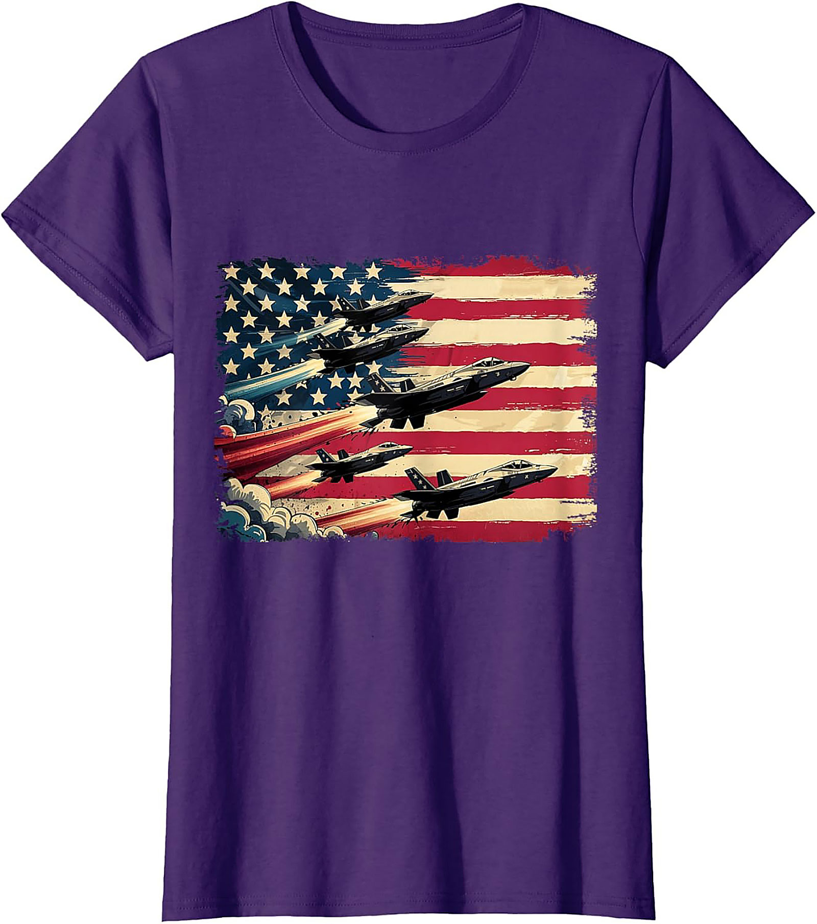 Fighter Jet Graphic Tee | American Flag Patriotic Shirt