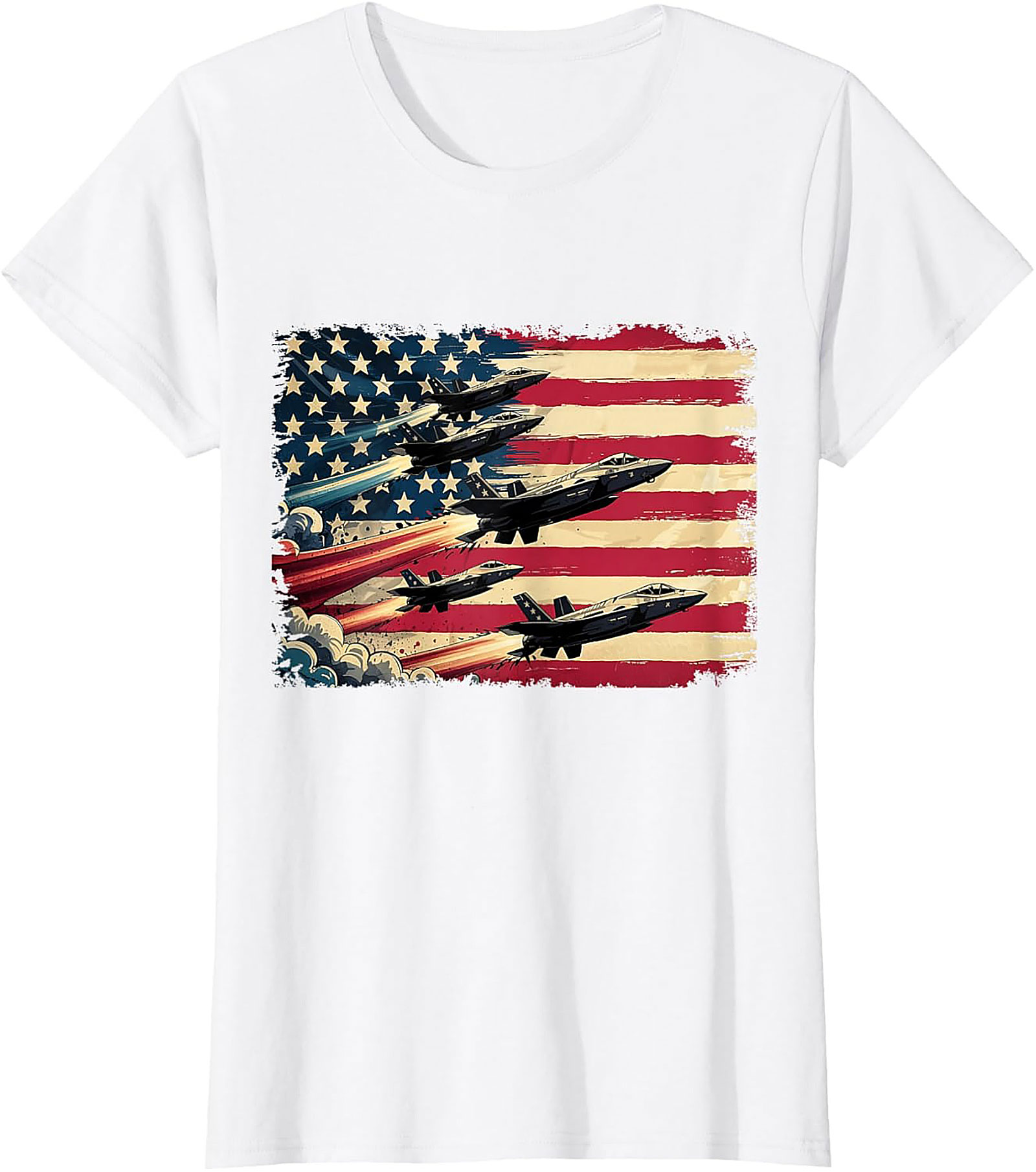 Fighter Jet Graphic Tee | American Flag Patriotic Shirt