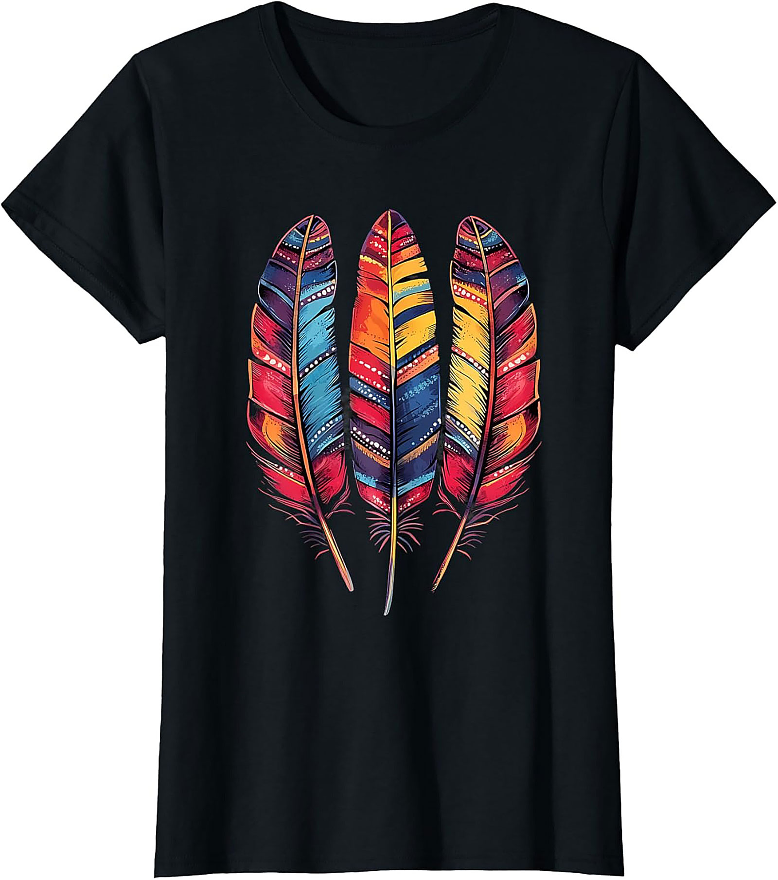 Bohemian Feather T-shirt Vibrant Tribal Graphic Tee