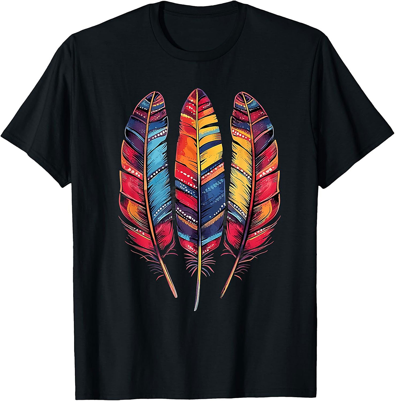 Bohemian Feather T-shirt Vibrant Tribal Graphic Tee