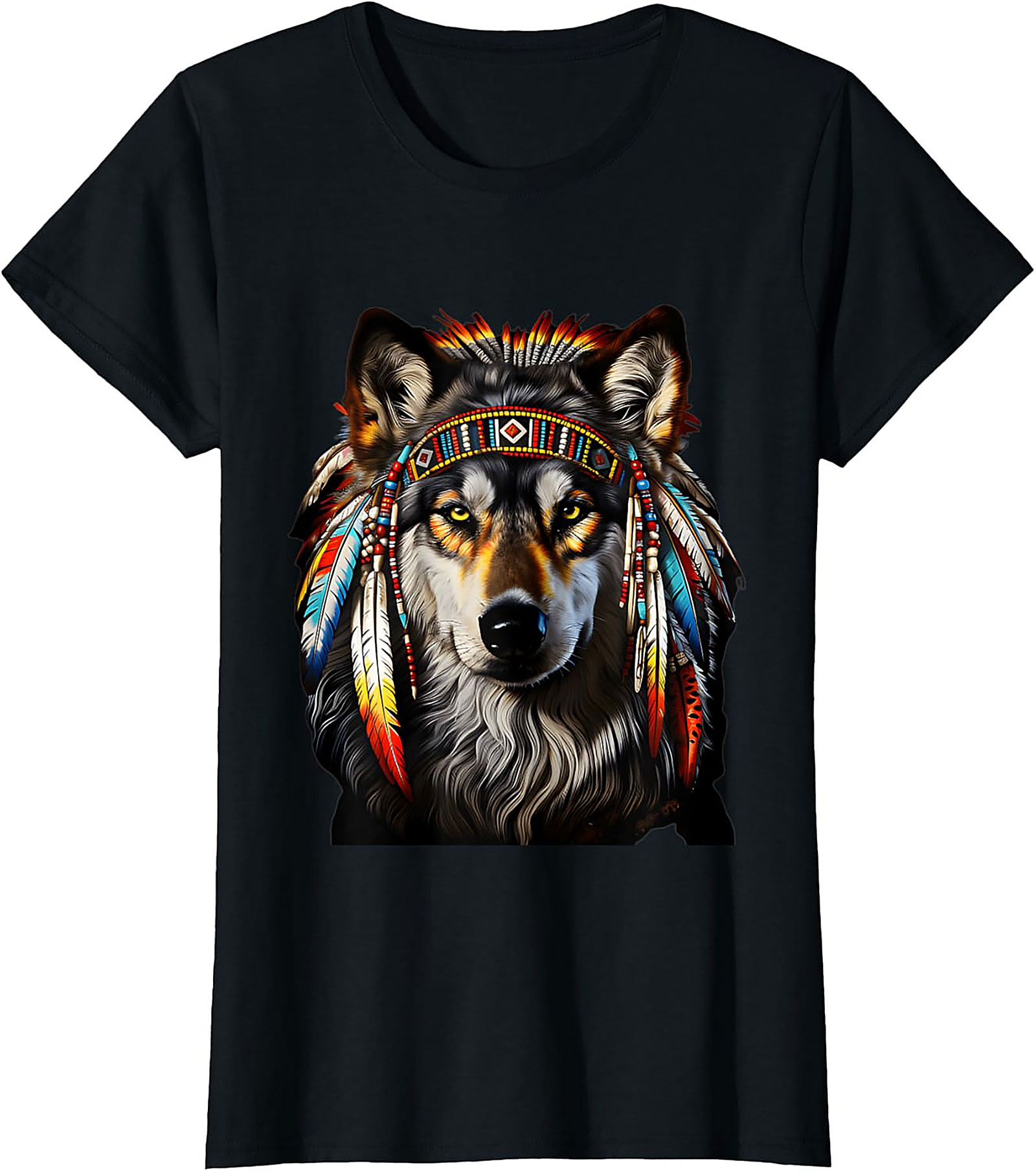 Tribal Wolf Graphic Tee Majestic Spirit Animal Shirt