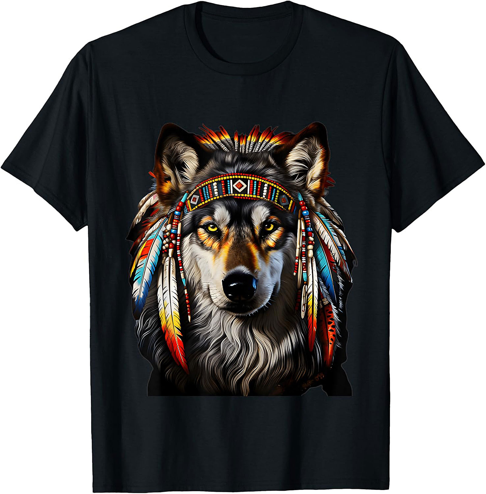 Tribal Wolf Graphic Tee Majestic Spirit Animal Shirt