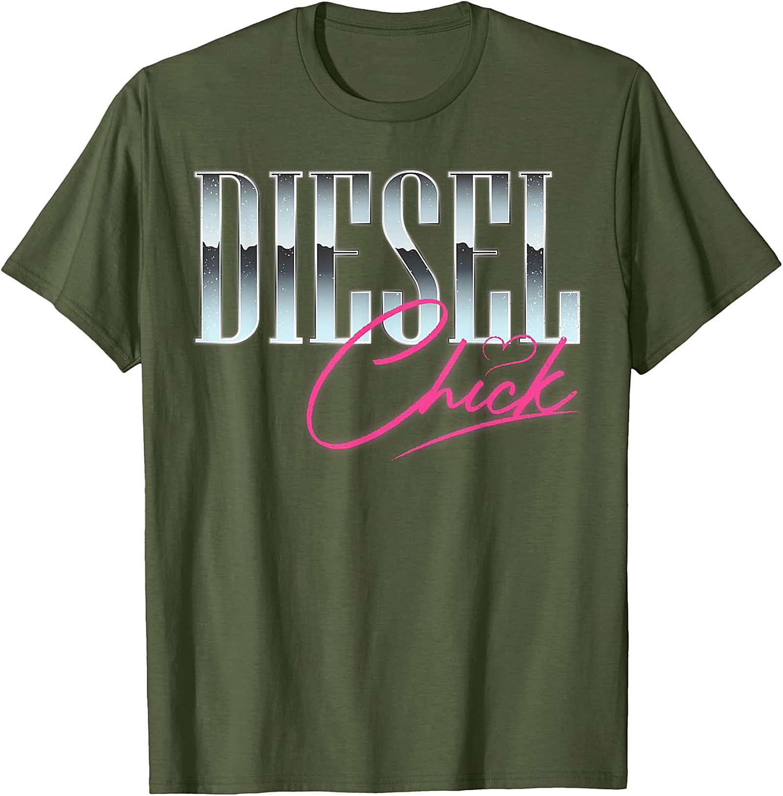 Diesel Chick Graphic Tee - Chrome & Neon Funny Truck Enthusiast Shirt