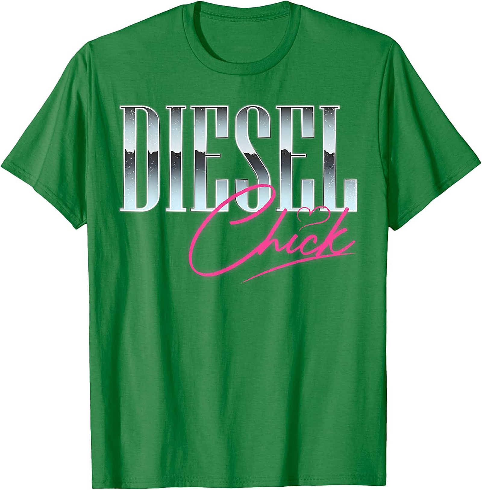 Diesel Chick Graphic Tee - Chrome & Neon Funny Truck Enthusiast Shirt