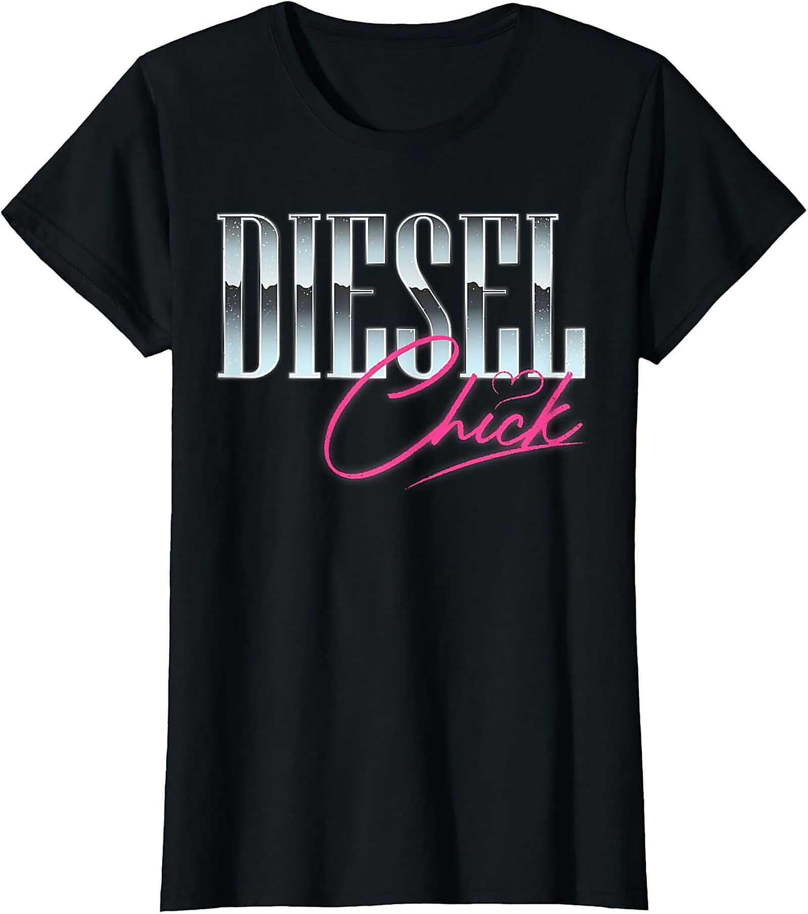 Diesel Chick Graphic Tee - Chrome & Neon Funny Truck Enthusiast Shirt