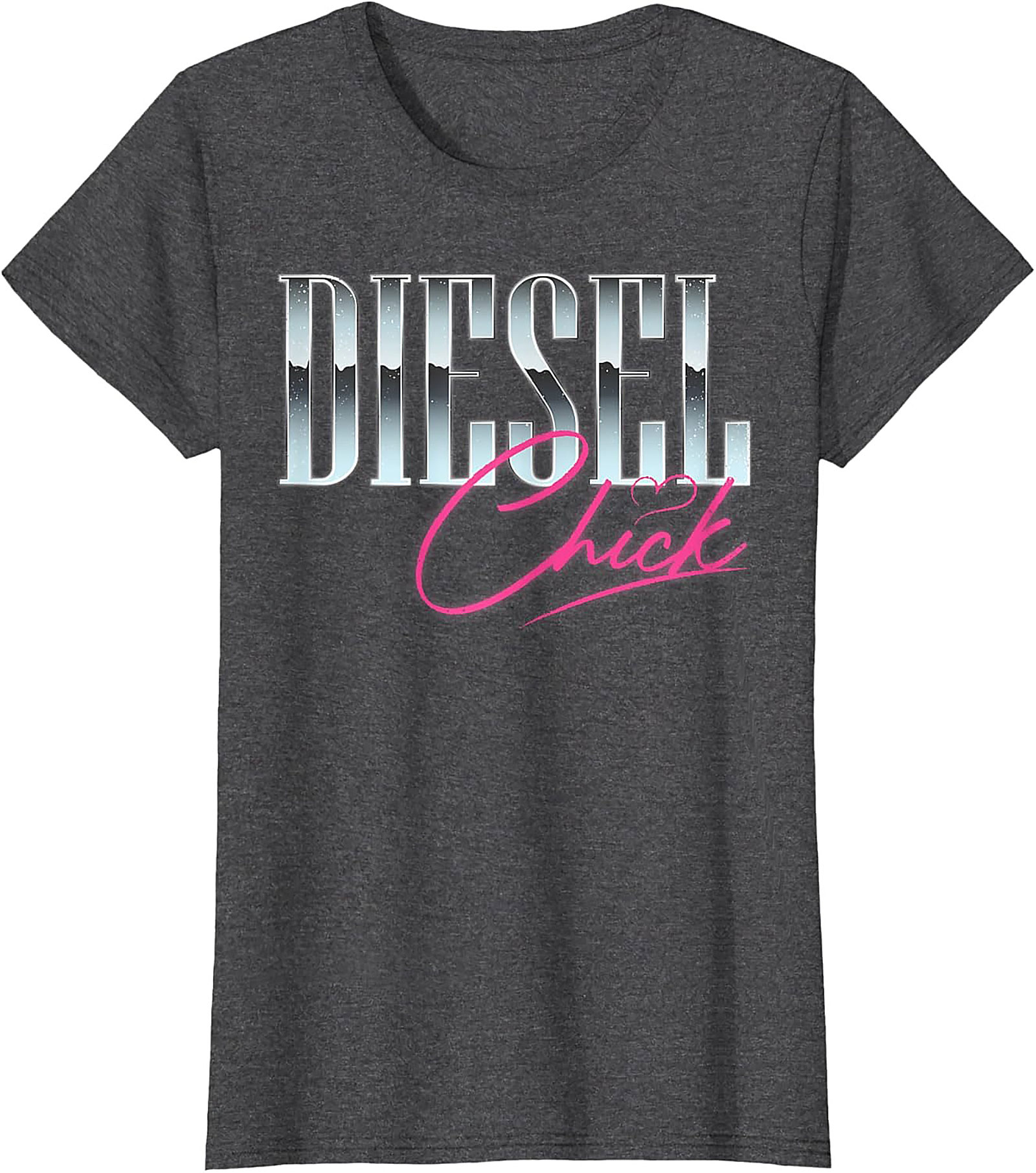 Diesel Chick Graphic Tee - Chrome & Neon Funny Truck Enthusiast Shirt