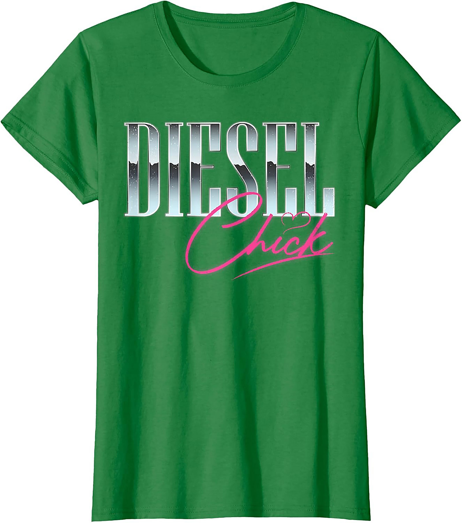 Diesel Chick Graphic Tee - Chrome & Neon Funny Truck Enthusiast Shirt
