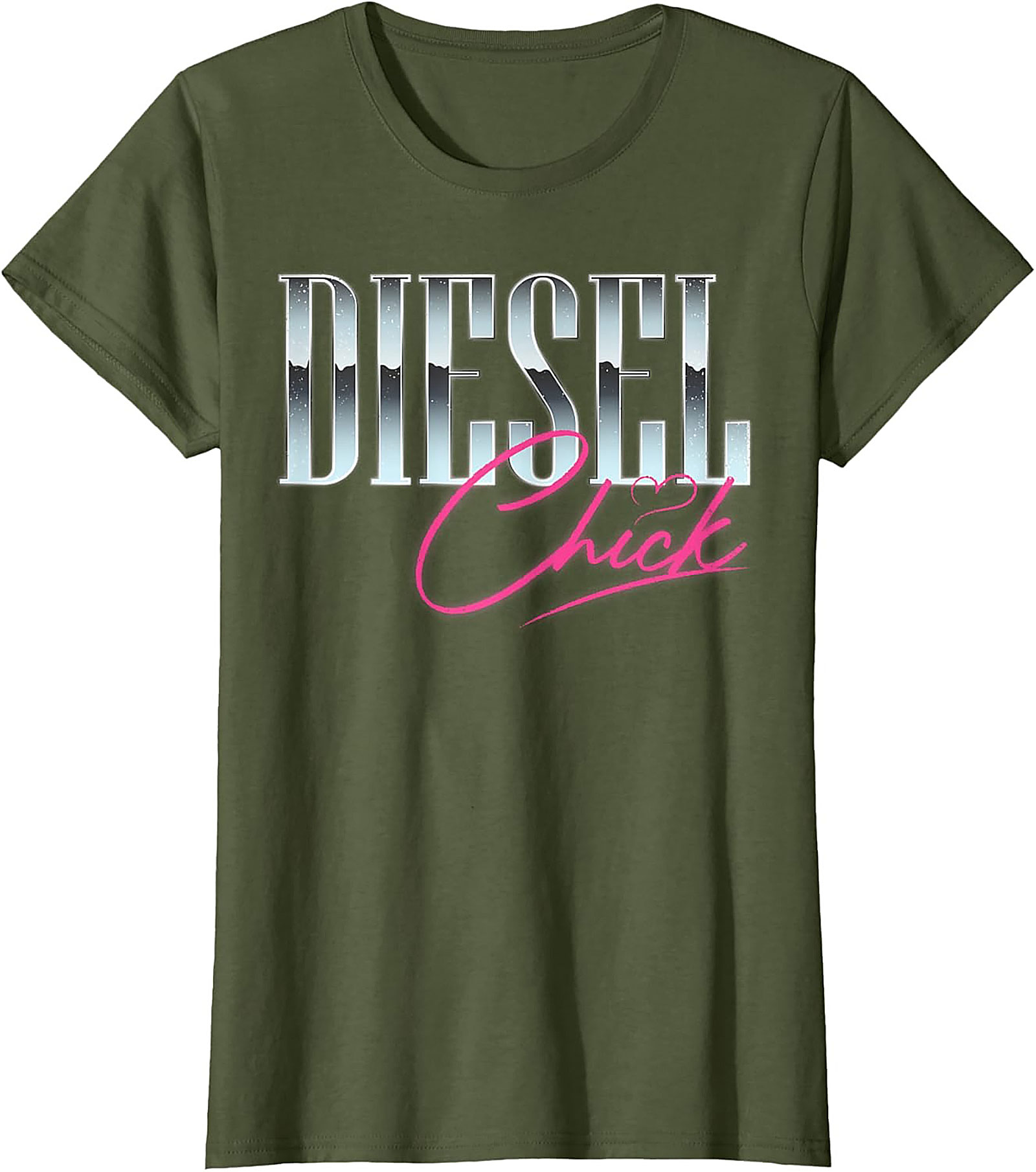 Diesel Chick Graphic Tee - Chrome & Neon Funny Truck Enthusiast Shirt