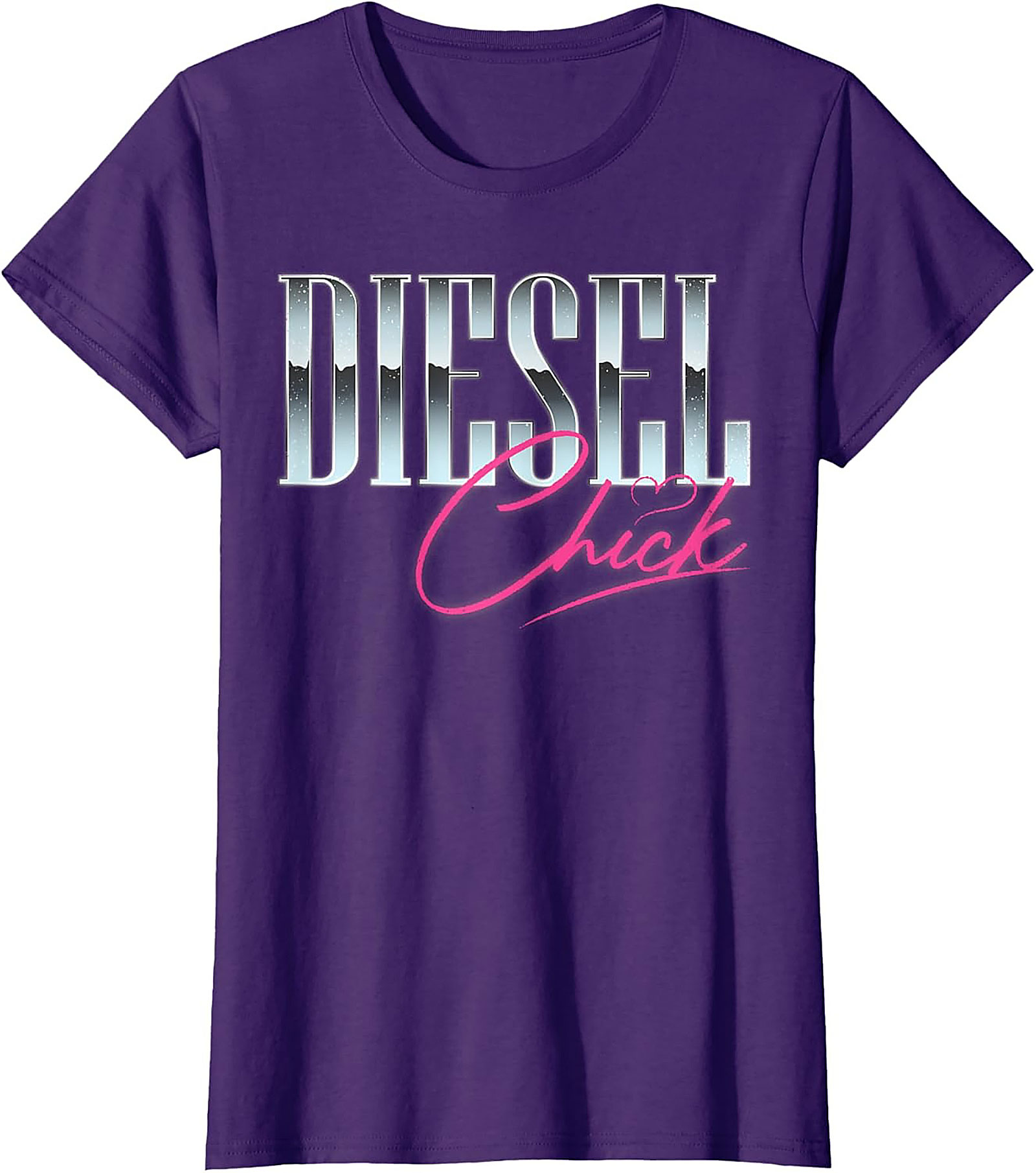 Diesel Chick Graphic Tee - Chrome & Neon Funny Truck Enthusiast Shirt