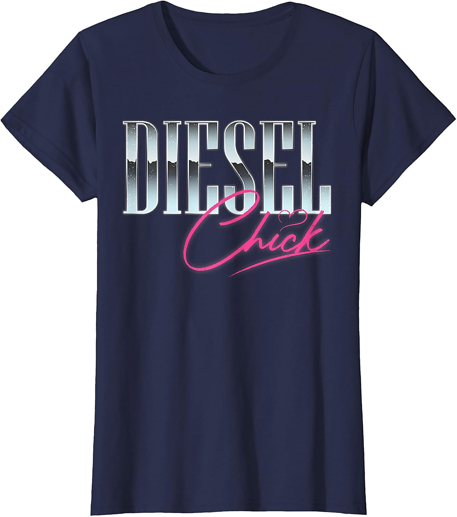 Diesel Chick Graphic Tee - Chrome & Neon Funny Truck Enthusiast Shirt