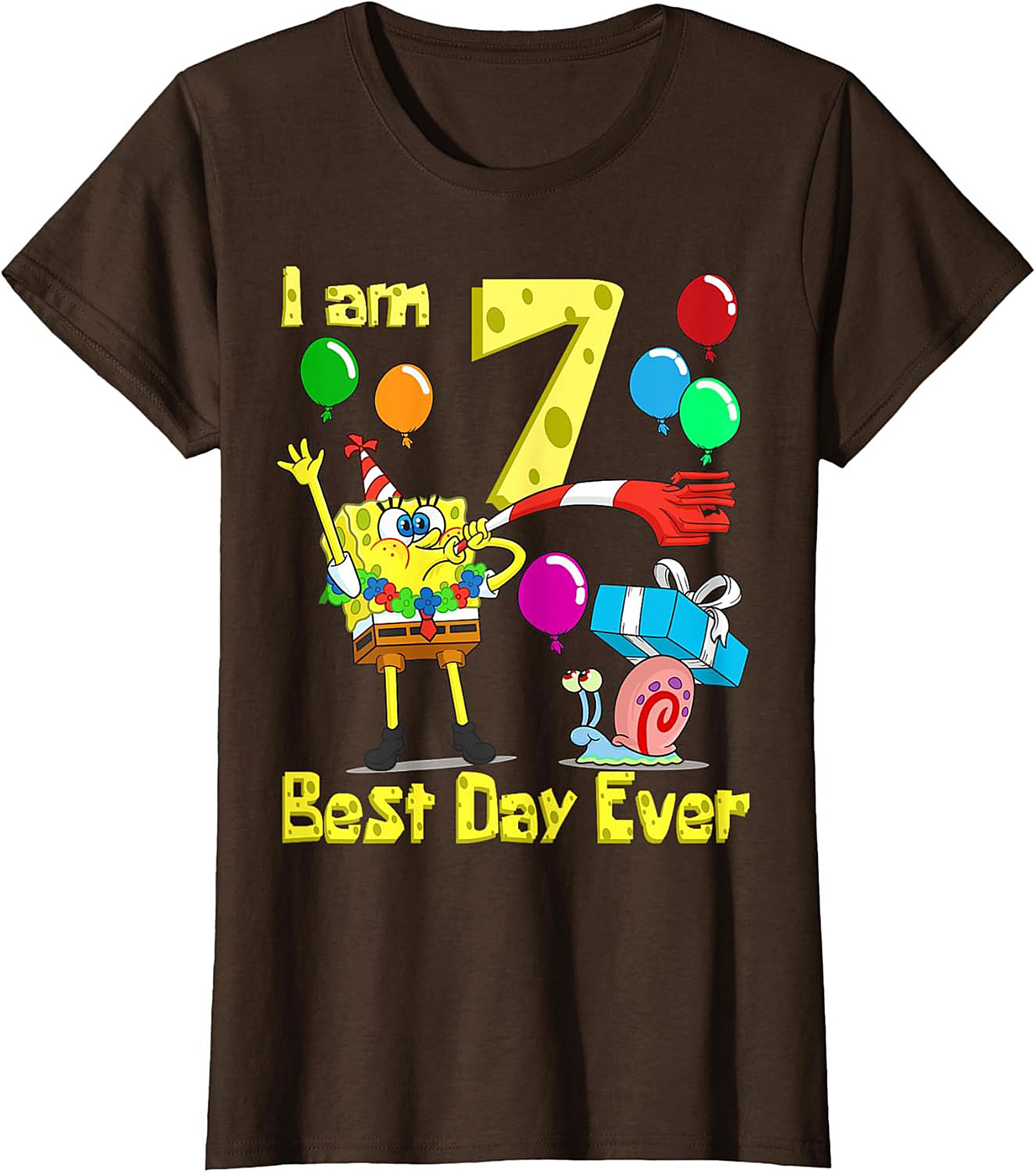  Spongebob 7th Birthday T-shirt Funny Graphic Tee