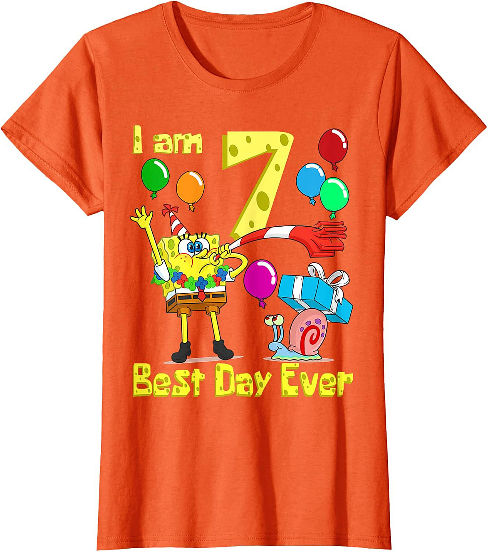 Spongebob 7th Birthday T-shirt Funny Graphic Tee