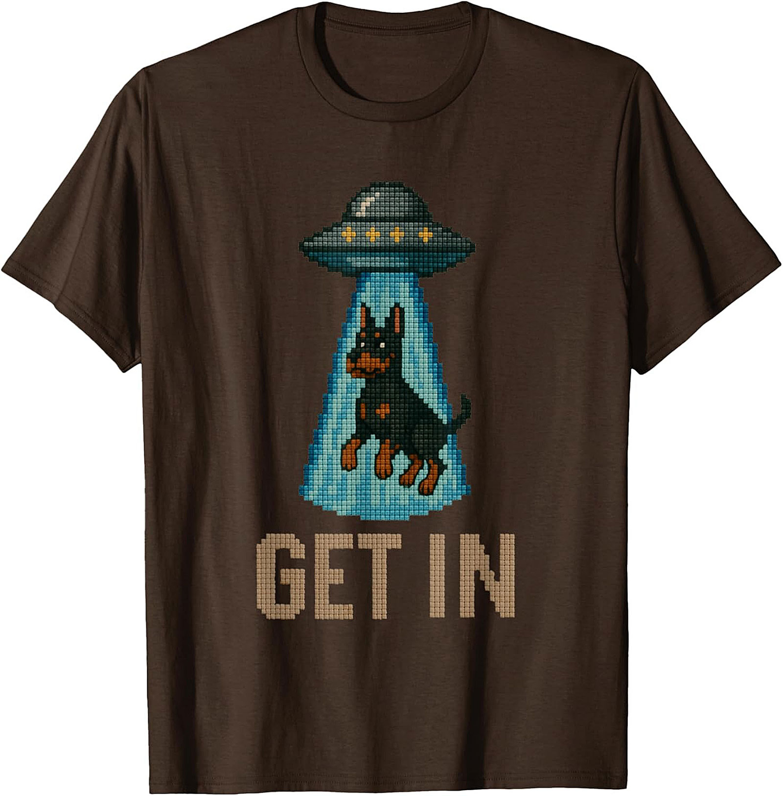 Funny Rottweiler UFO T-shirt | Get In Alien Abduction Graphic Tee