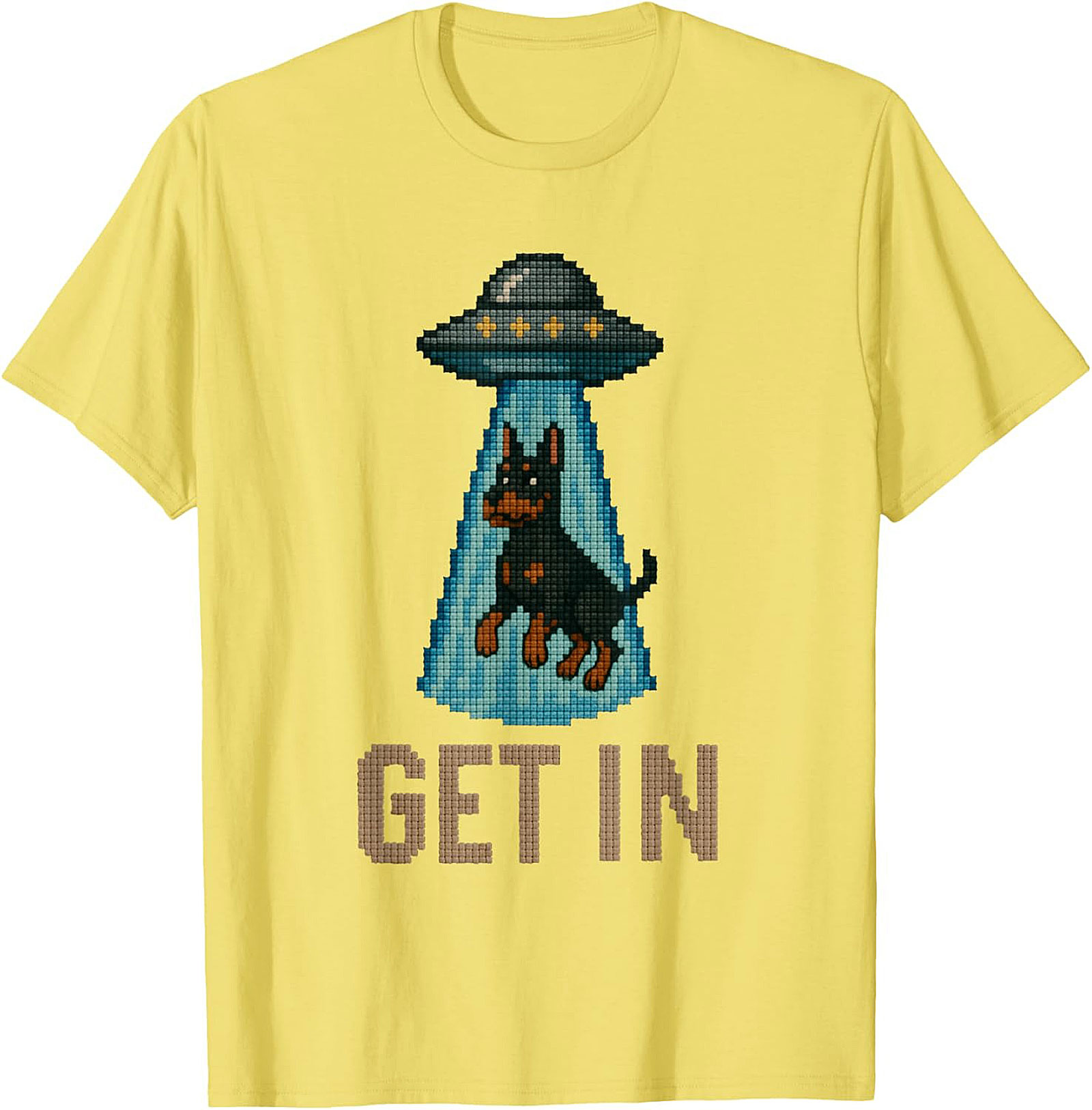 Funny Rottweiler UFO T-shirt | Get In Alien Abduction Graphic Tee