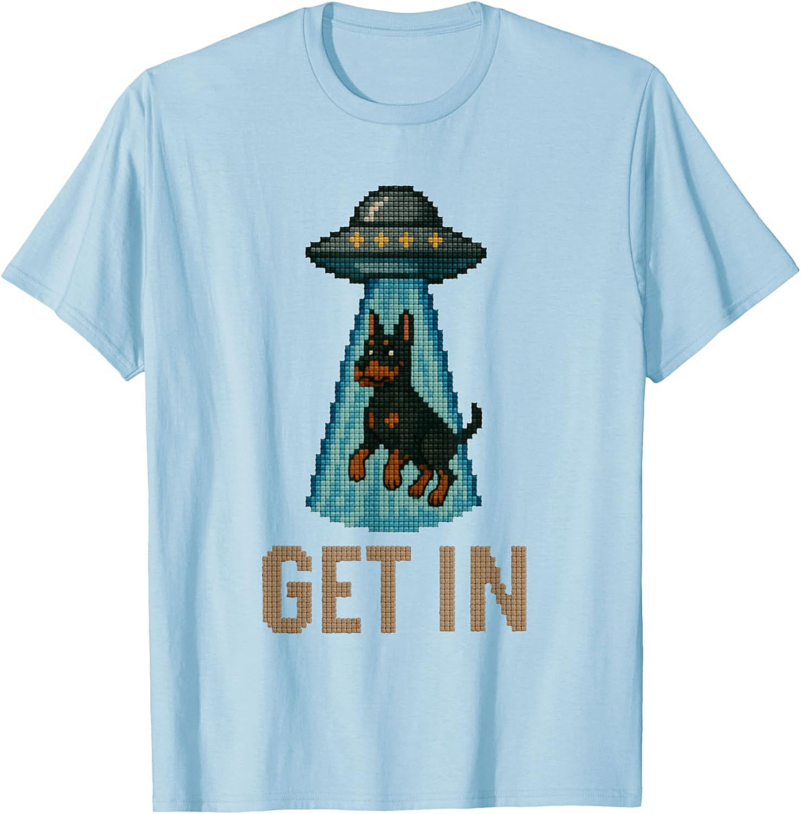 Funny Rottweiler UFO T-shirt | Get In Alien Abduction Graphic Tee