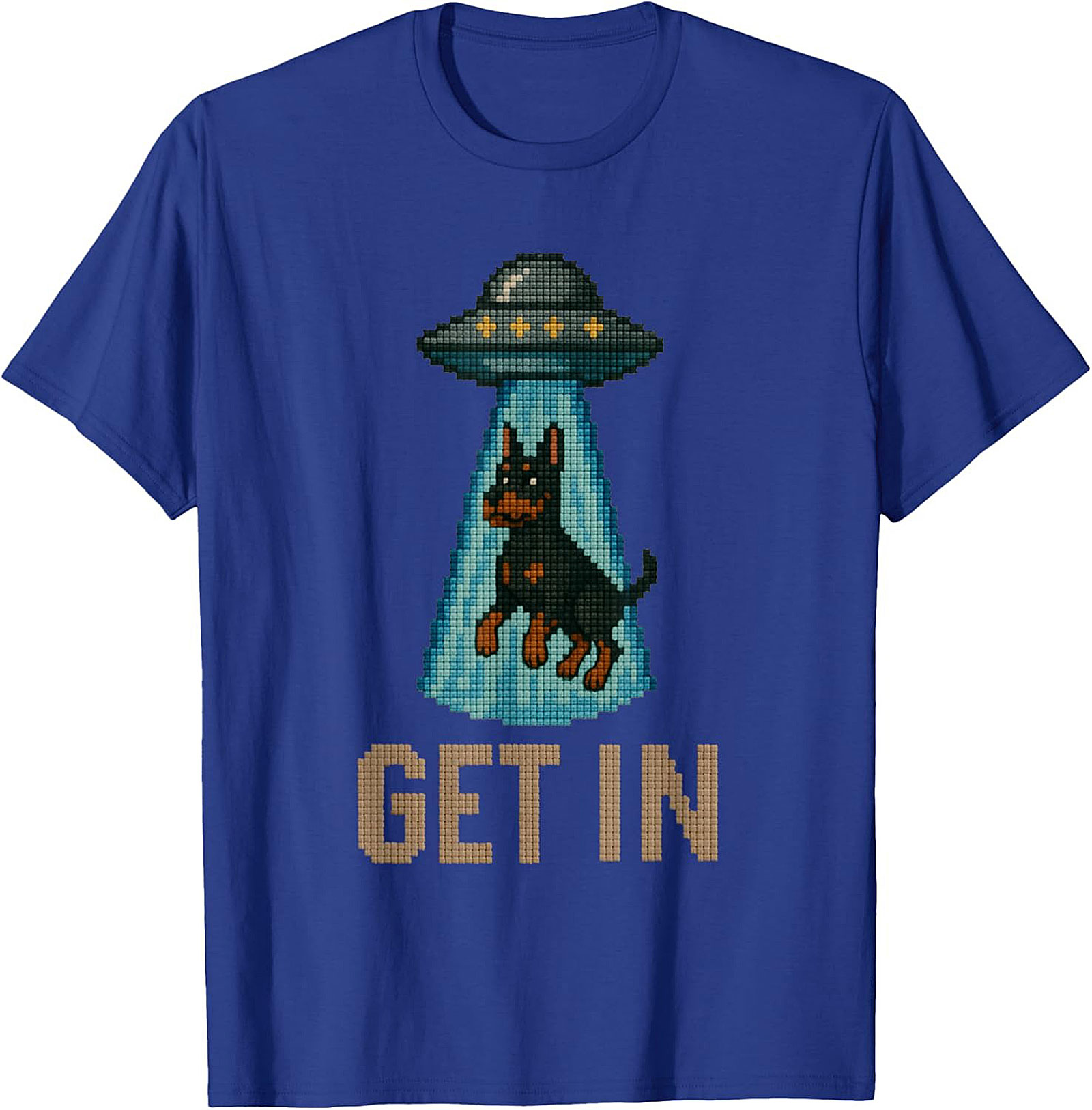 Funny Rottweiler UFO T-shirt | Get In Alien Abduction Graphic Tee