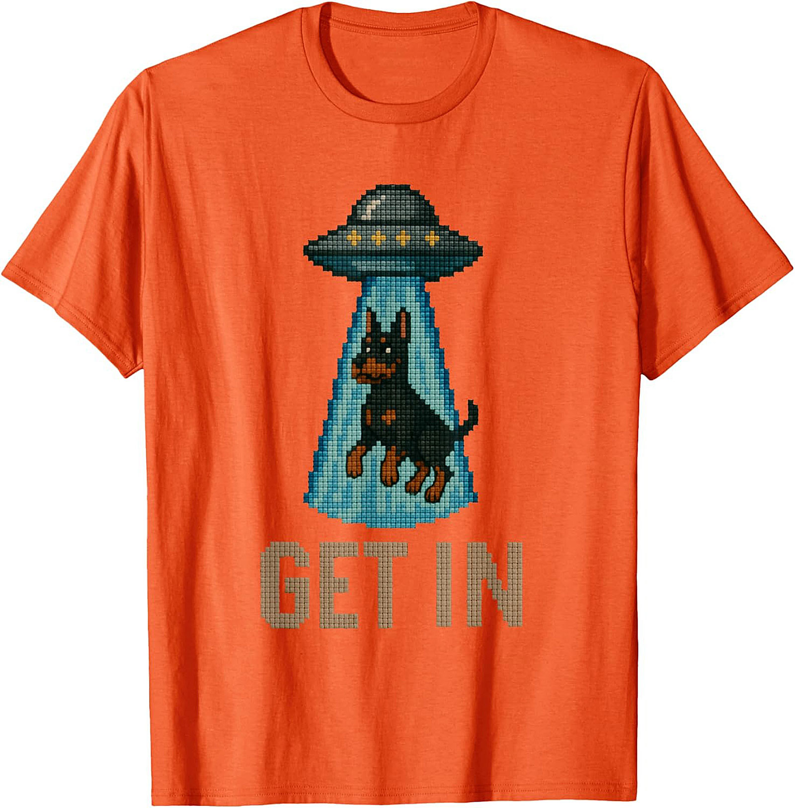Funny Rottweiler UFO T-shirt | Get In Alien Abduction Graphic Tee