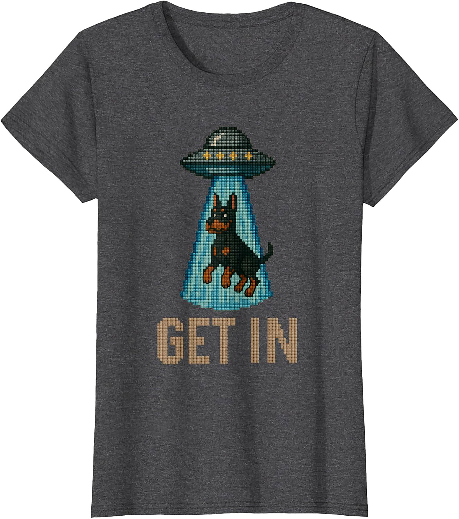 Funny Rottweiler UFO T-shirt | Get In Alien Abduction Graphic Tee
