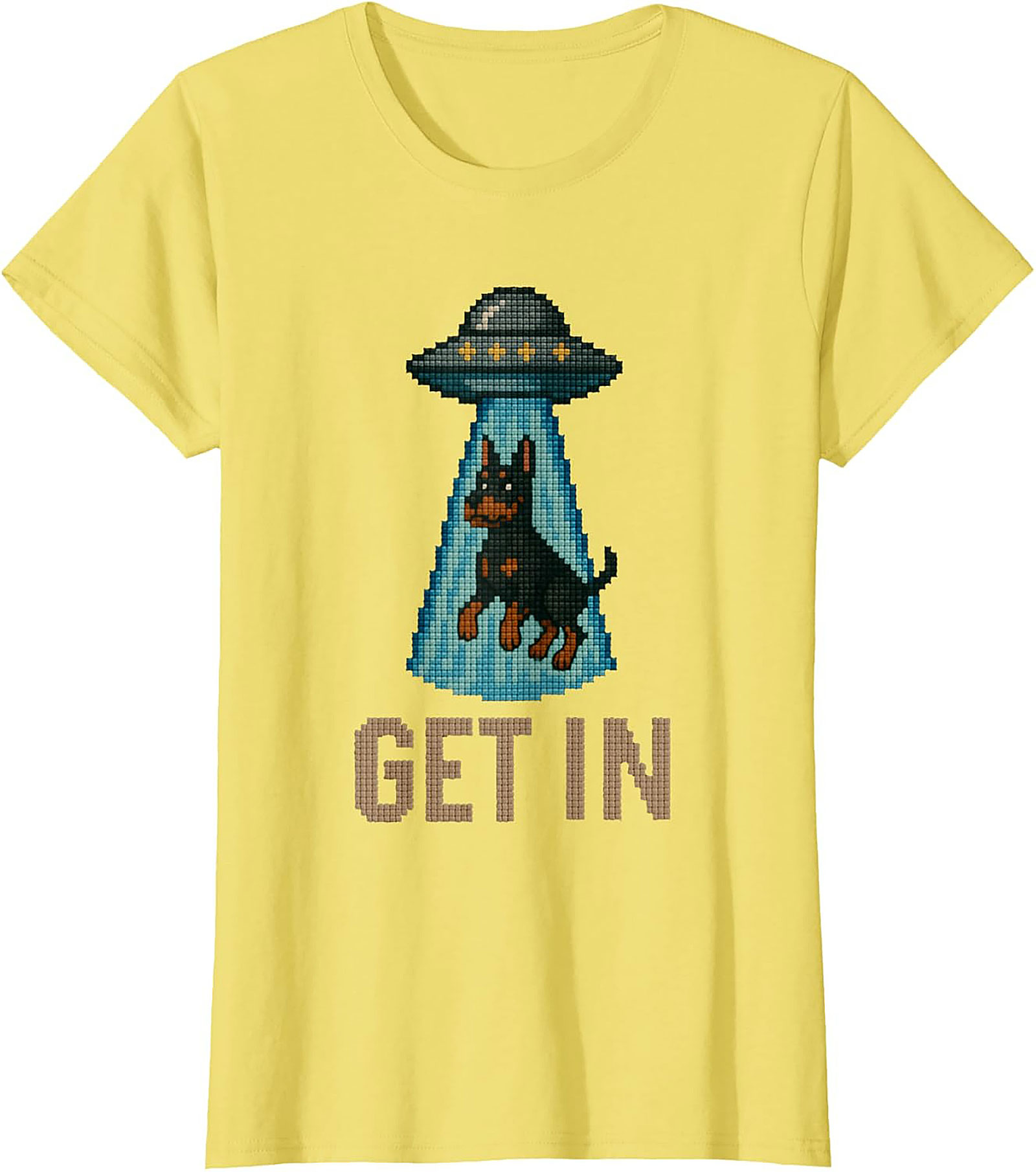 Funny Rottweiler UFO T-shirt | Get In Alien Abduction Graphic Tee