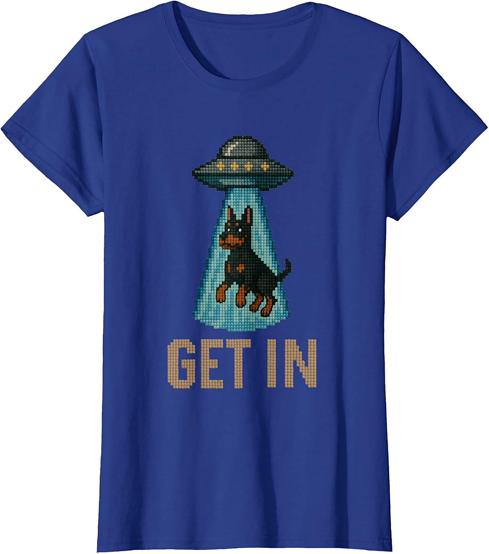 Funny Rottweiler UFO T-shirt | Get In Alien Abduction Graphic Tee