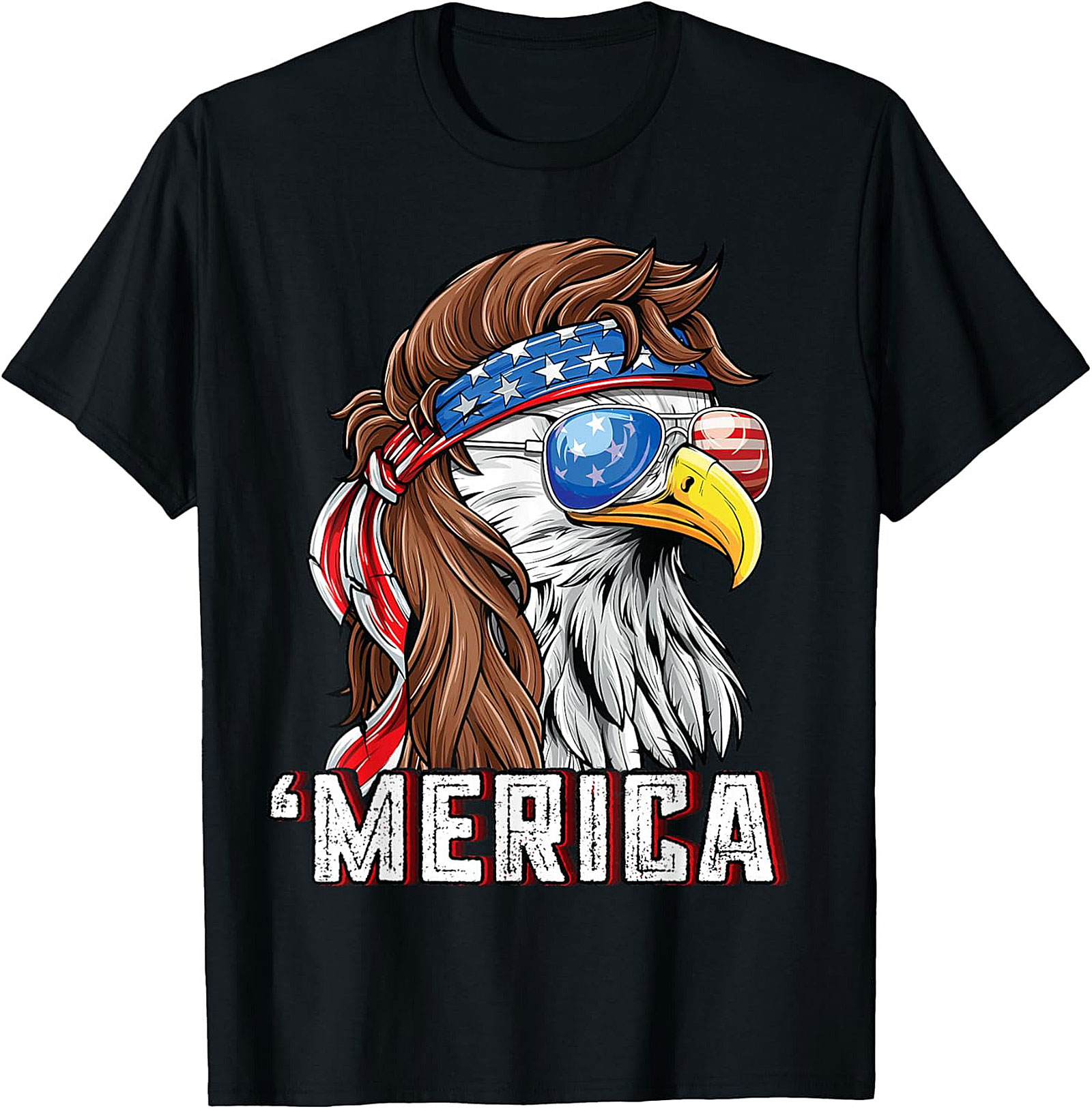 Merica Mullet Eagle Graphic Tee | Funny Patriotic Shirt