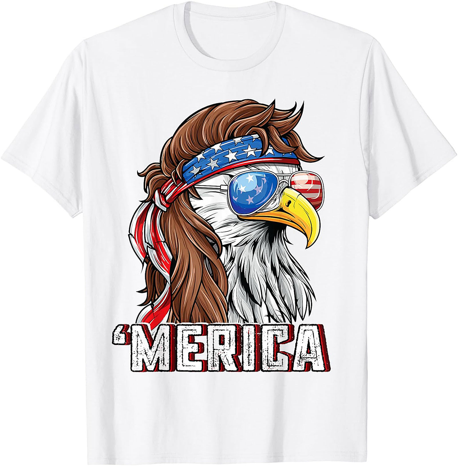 Merica Mullet Eagle Graphic Tee | Funny Patriotic Shirt