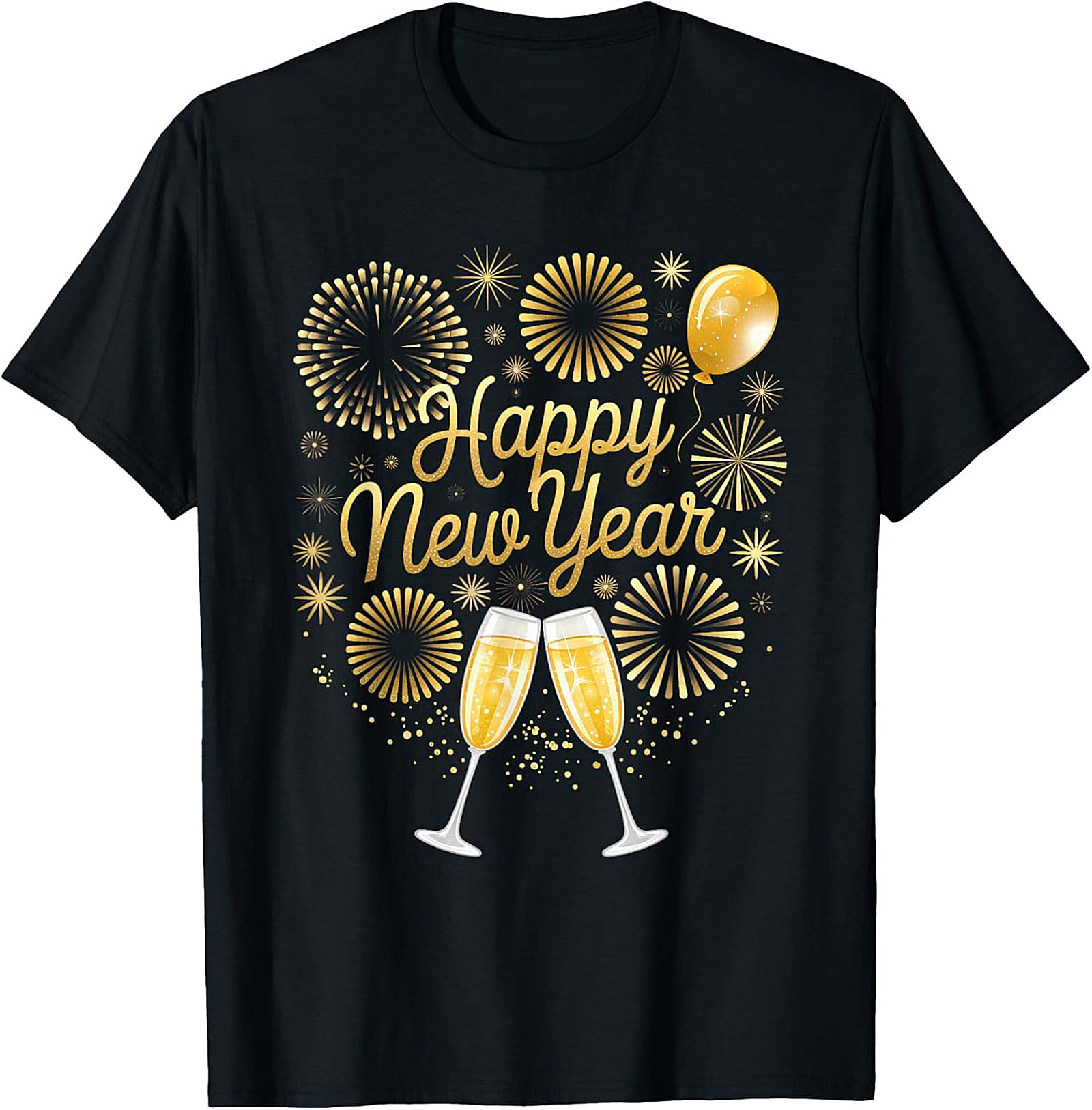 Happy New Year T-shirt Celebration Fireworks Graphic Tee