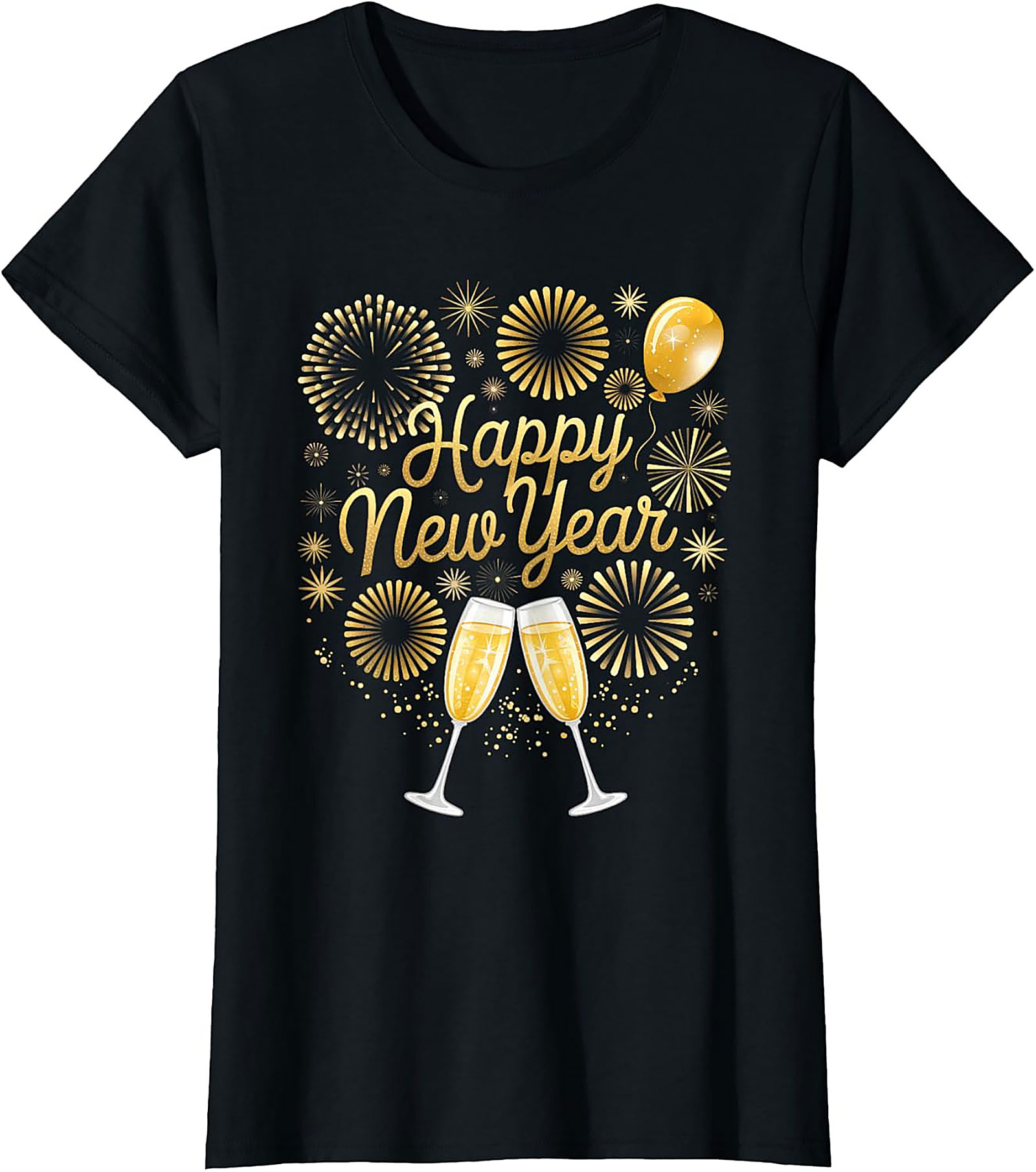 Happy New Year T-shirt Celebration Fireworks Graphic Tee