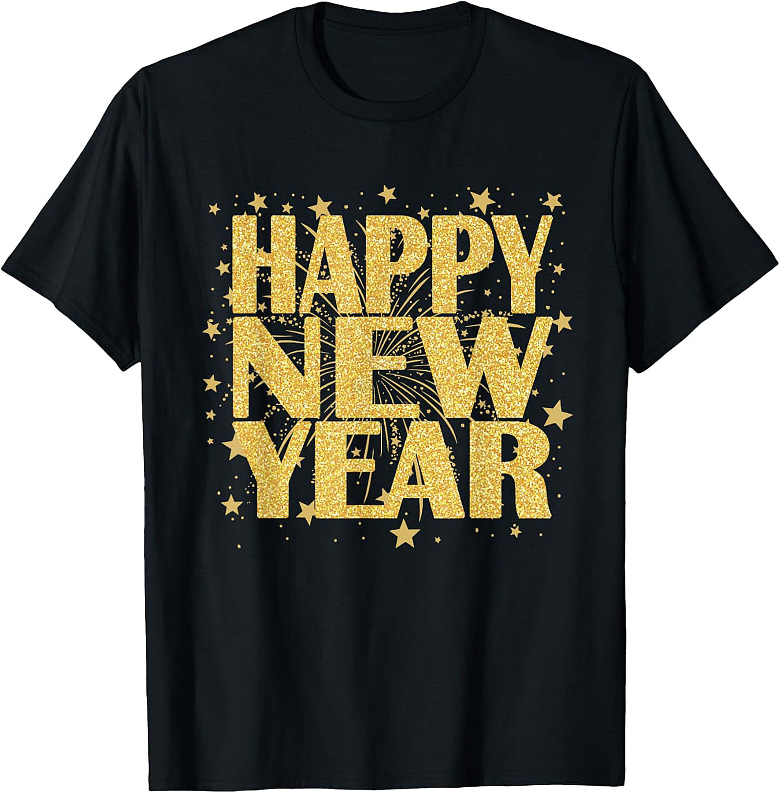 Happy New Year T-Shirt Gold Glitter Celebration Tee