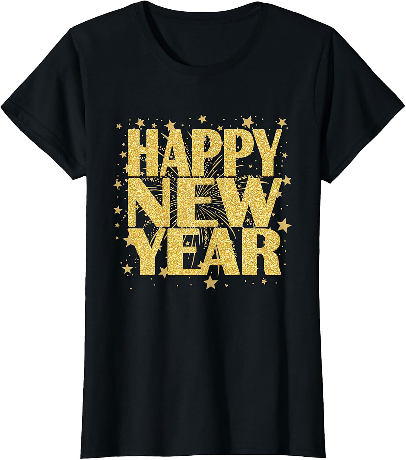 Happy New Year T-Shirt Gold Glitter Celebration Tee