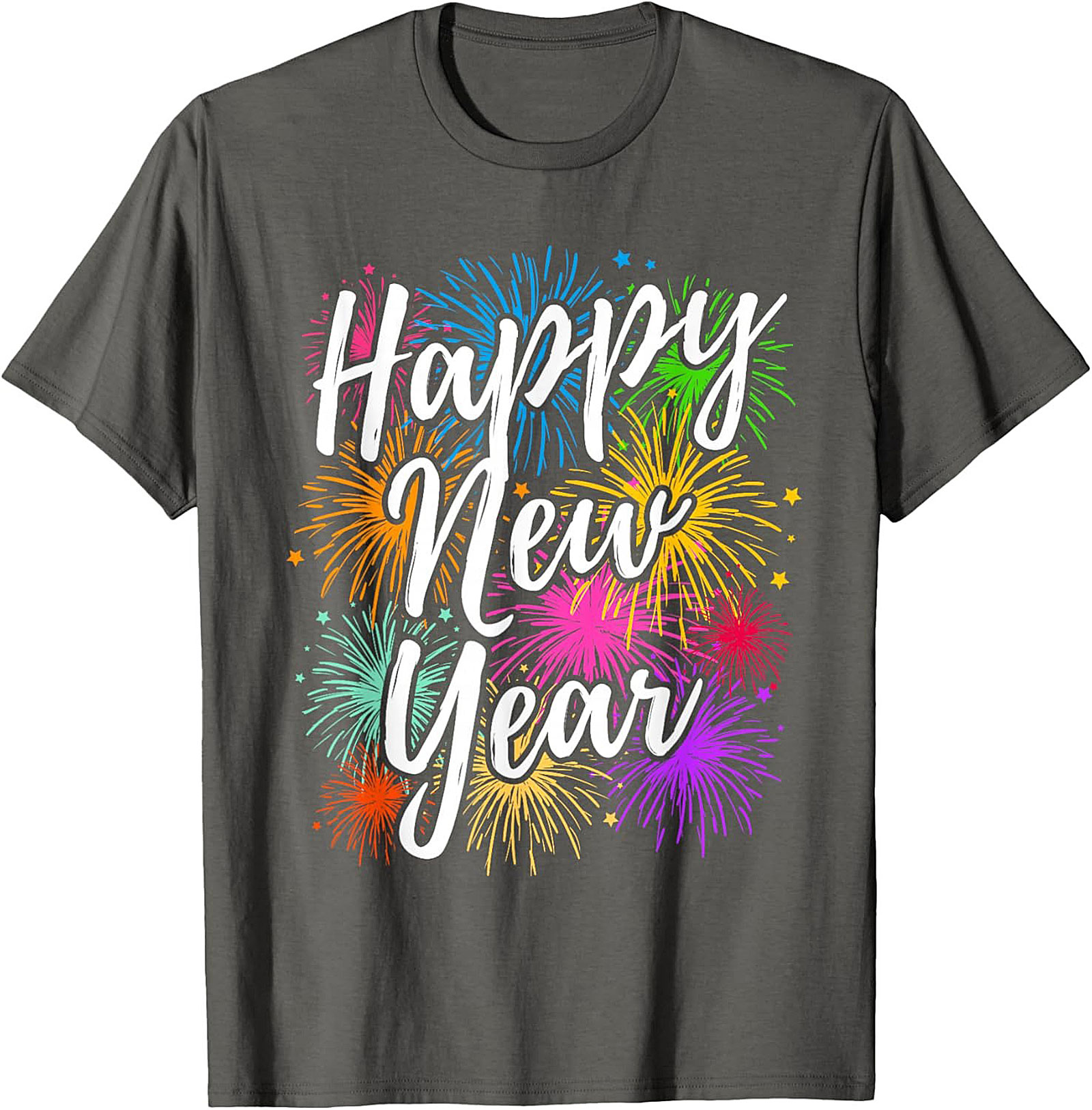  Happy New Year Fireworks Graphic Tee Festive Unisex Shirt