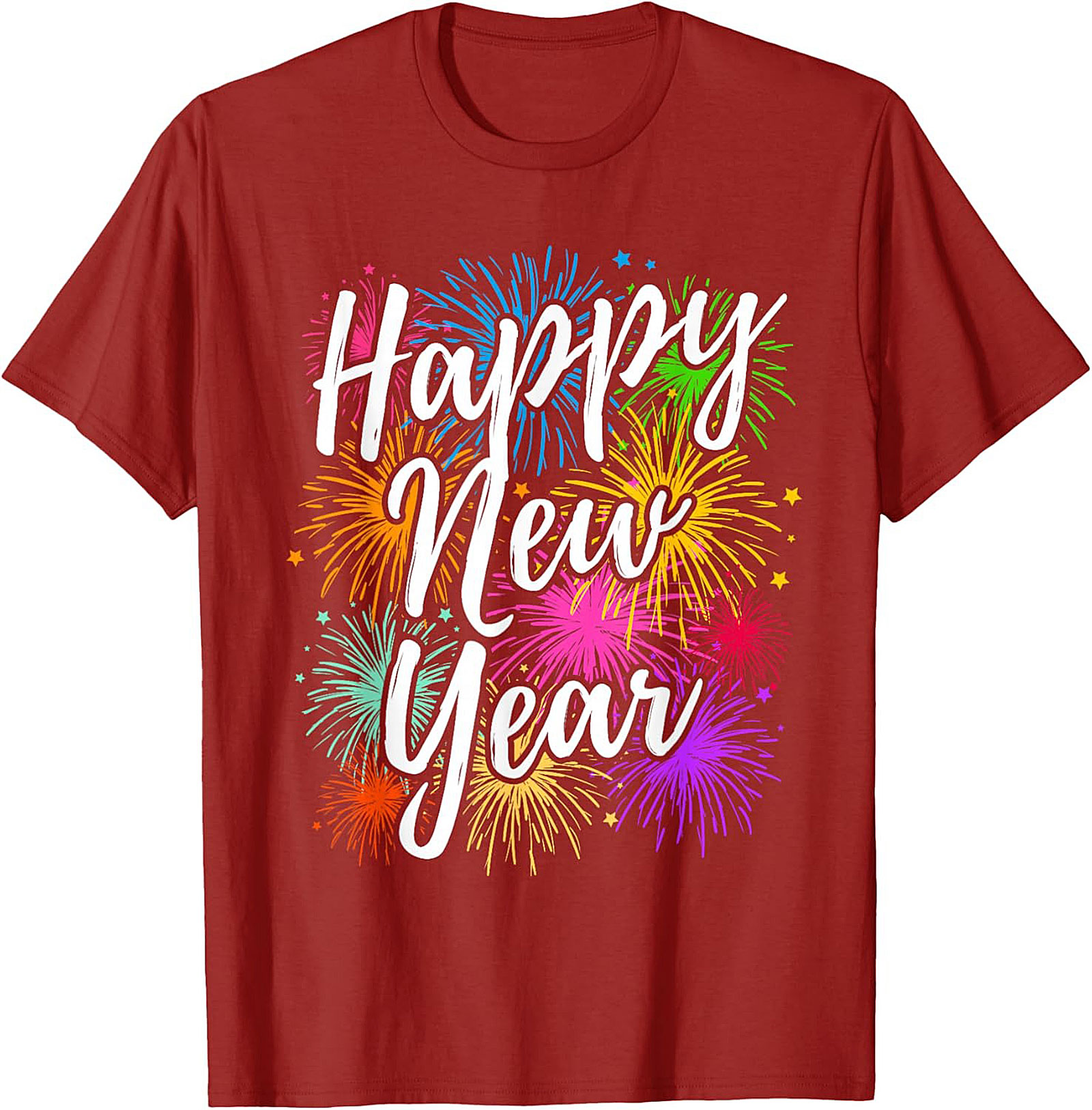  Happy New Year Fireworks Graphic Tee Festive Unisex Shirt