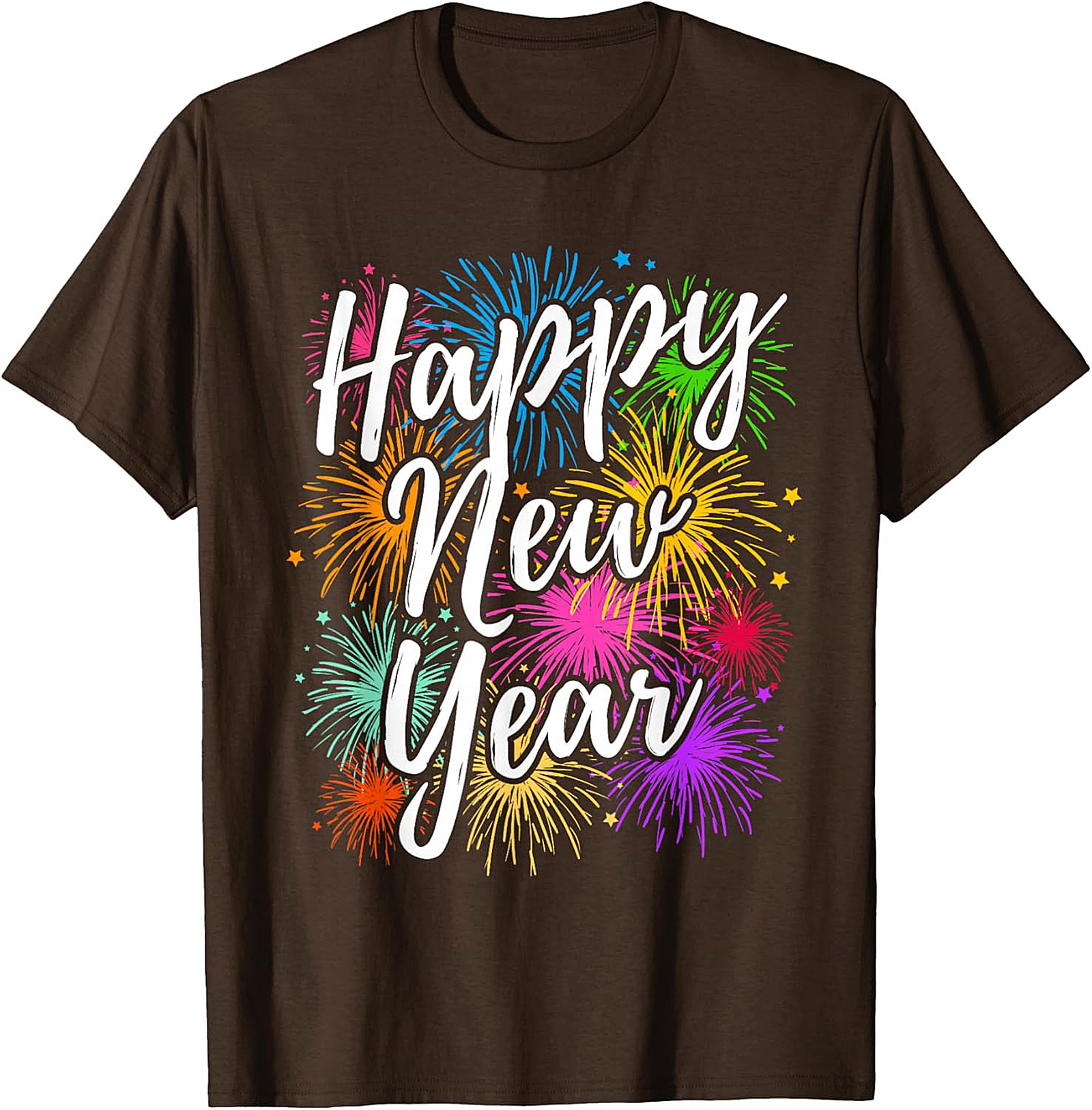  Happy New Year Fireworks Graphic Tee Festive Unisex Shirt