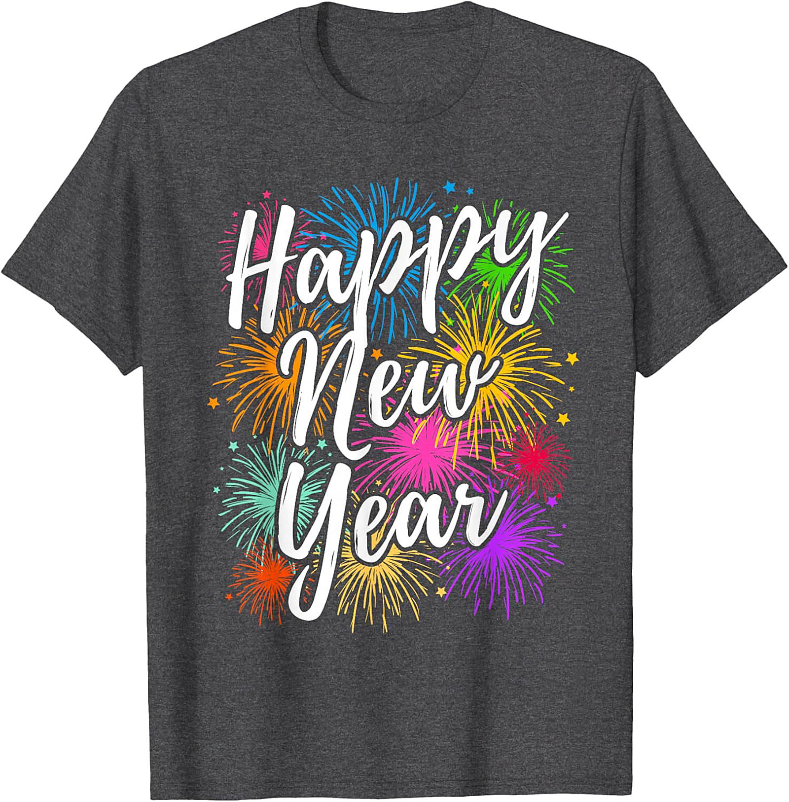  Happy New Year Fireworks Graphic Tee Festive Unisex Shirt